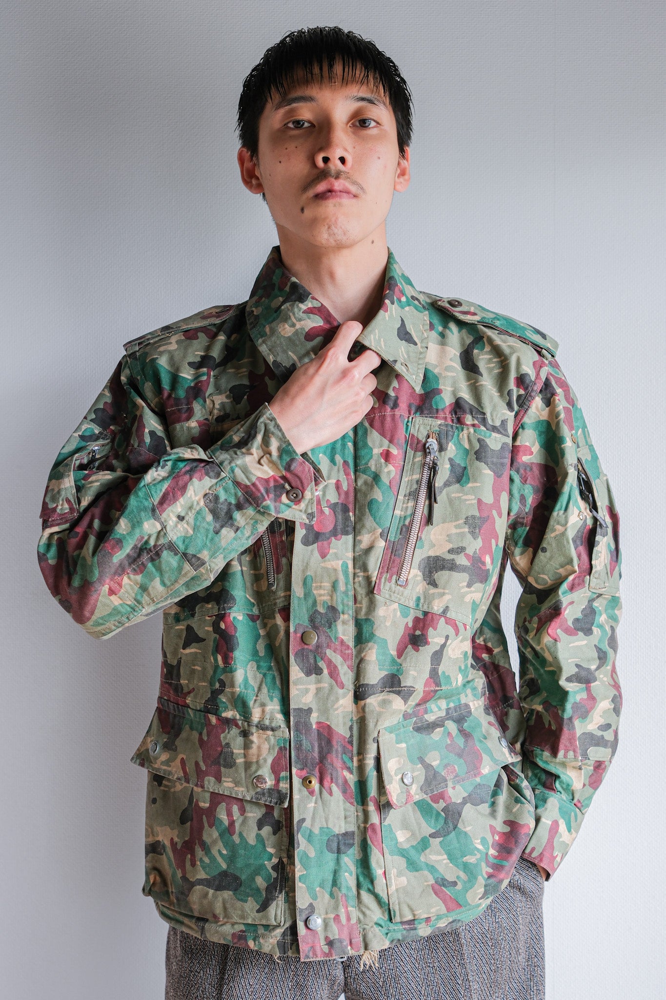 【~60's】Spanish Army Green Amoeba Camouflage Paratrooper Jacket