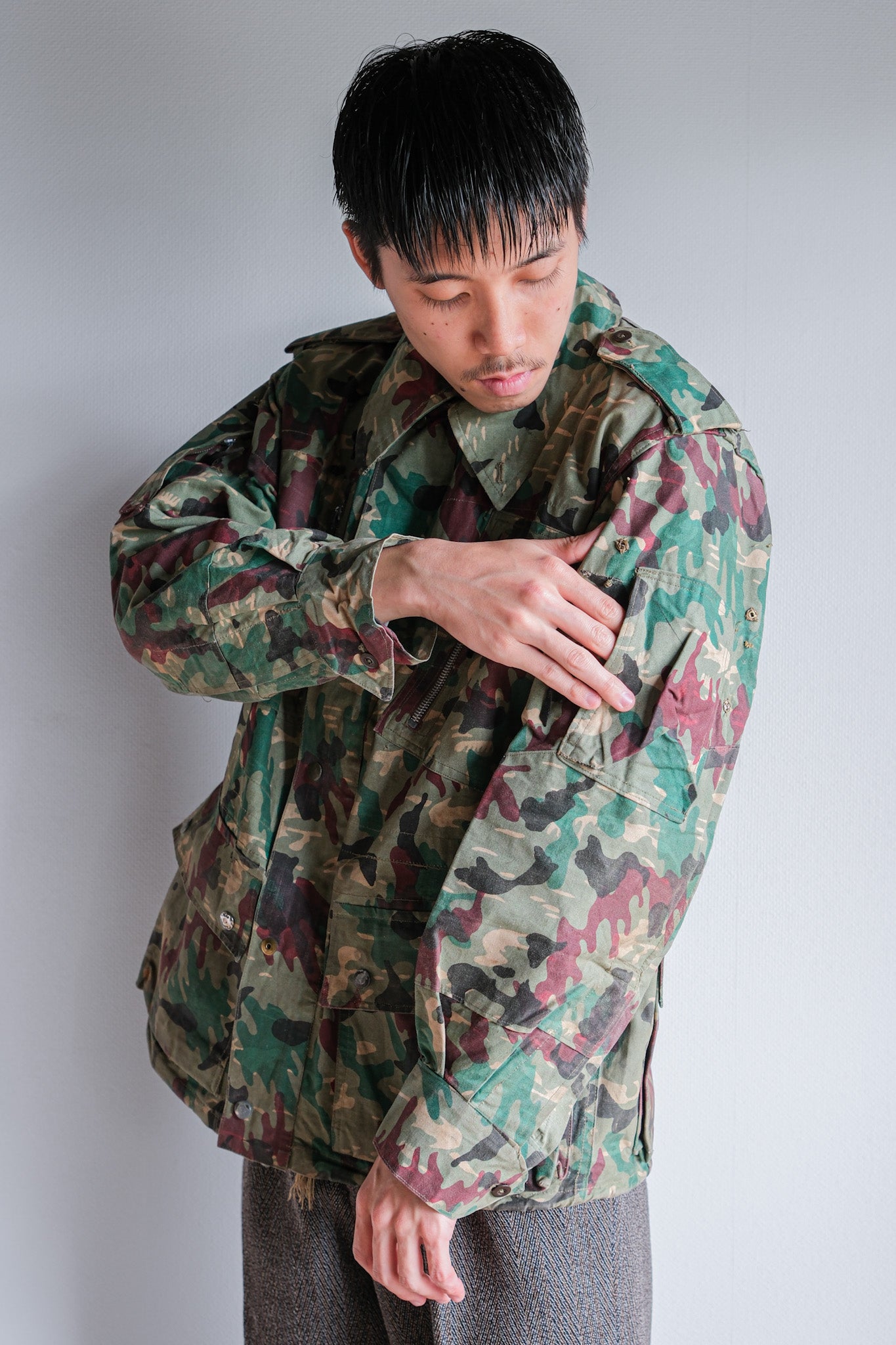 【~60's】Spanish Army Green Amoeba Camouflage Paratrooper Jacket