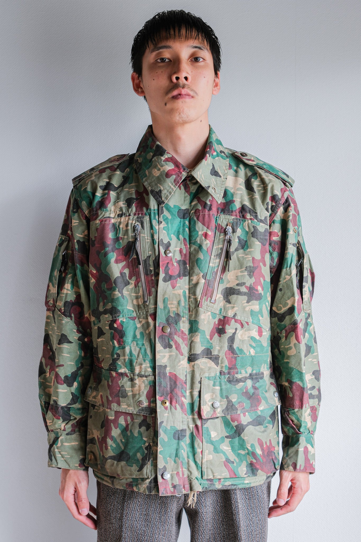 [~ 60's] Armée espagnole Green Amiba Camouflage Paratrooper Jacket