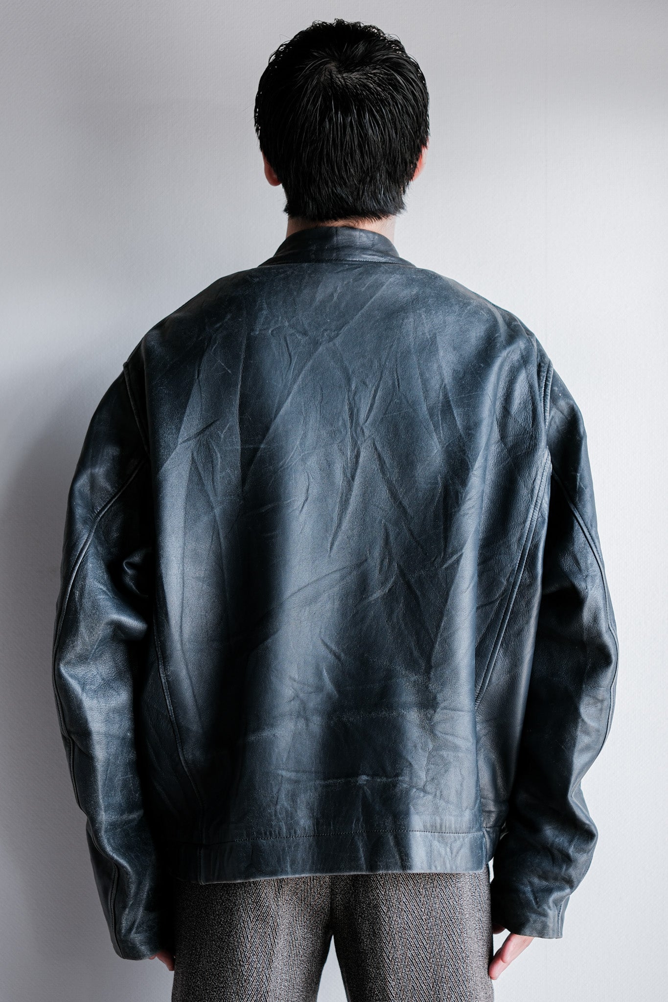 ［~70's］French Air Force Pilot Leather Jacket With Chin Strap & Liner Size.104L