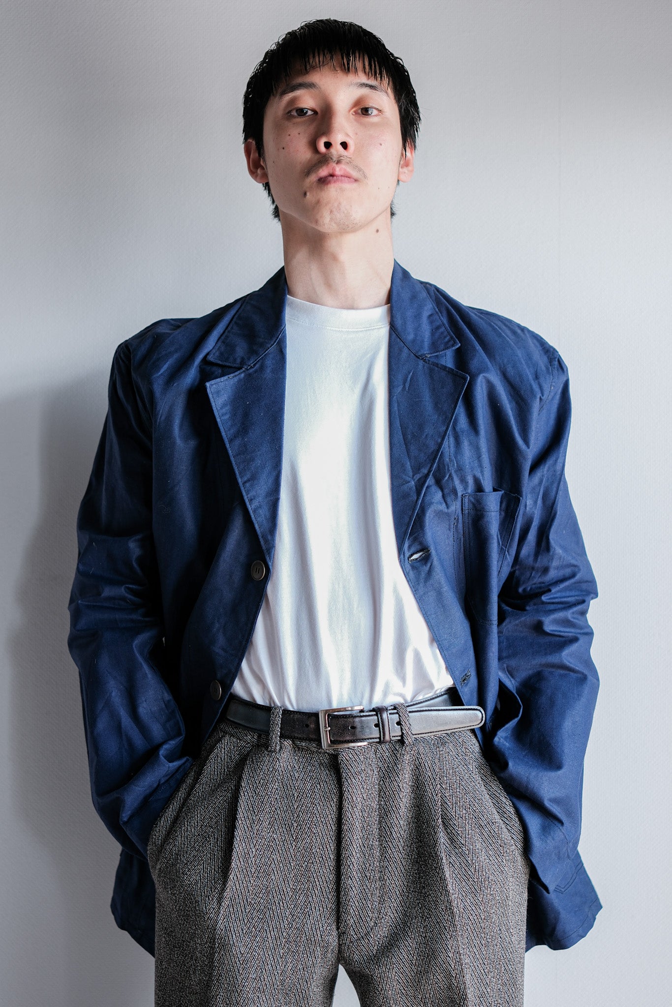 ［~50's］French Vintage Blue Linen Lapel Work Jacket "Dead Stock"