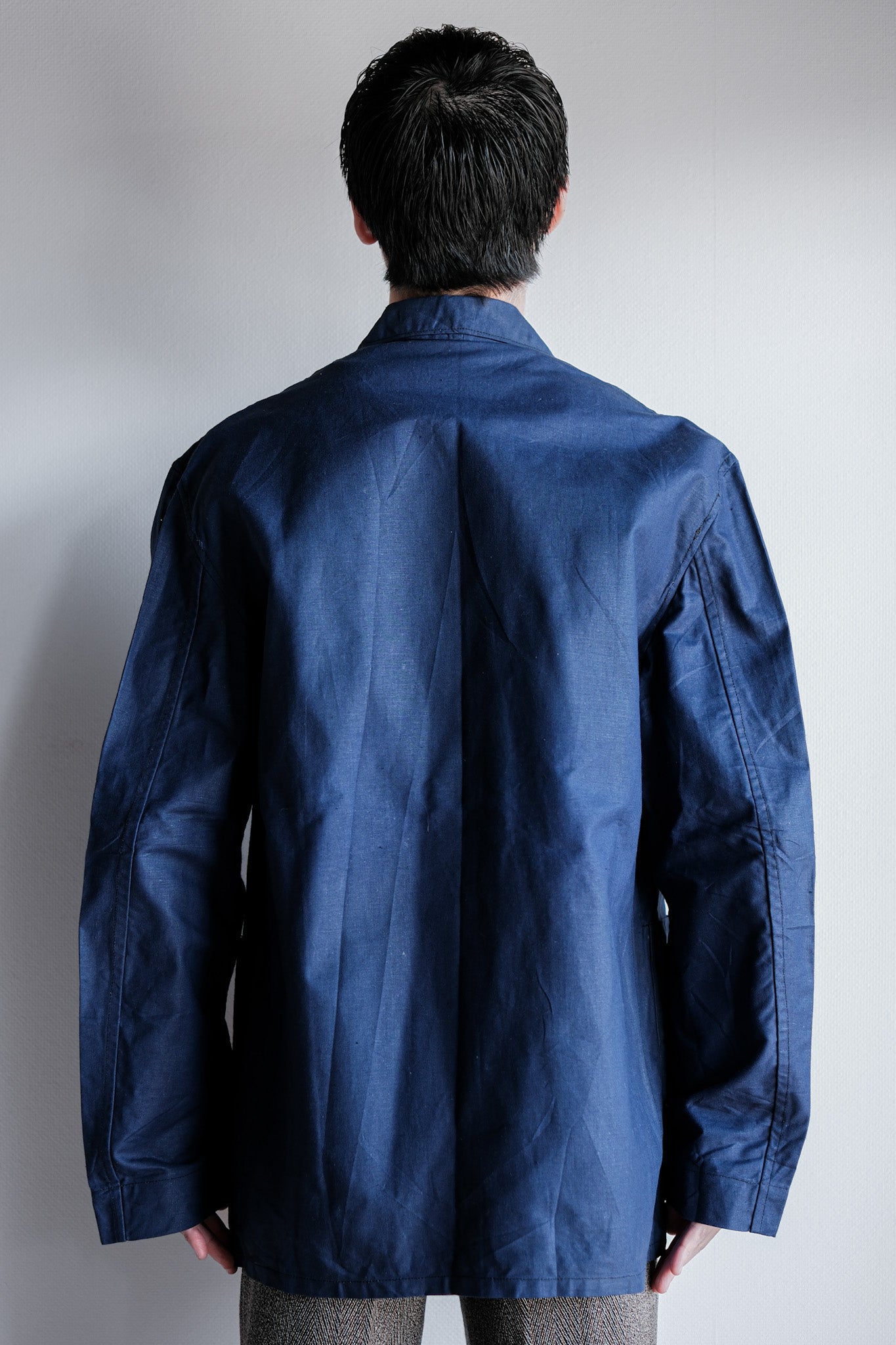 ［~50's］French Vintage Blue Linen Lapel Work Jacket "Dead Stock"