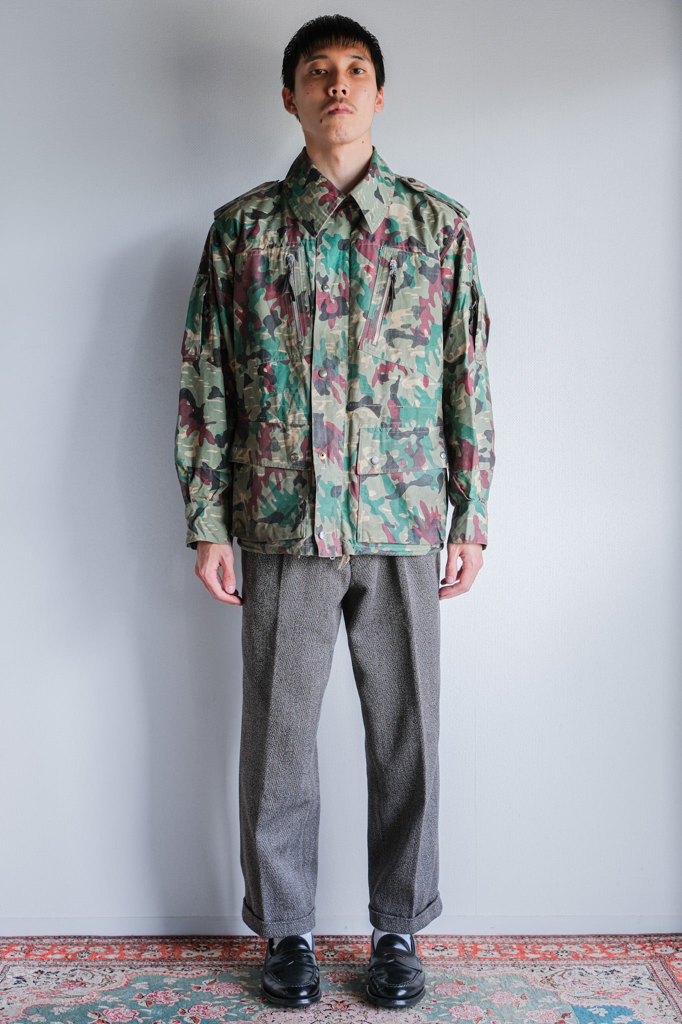 [~ 60's] Spanish Army Green Amoeba Camouflage PARATROOPER JACKET