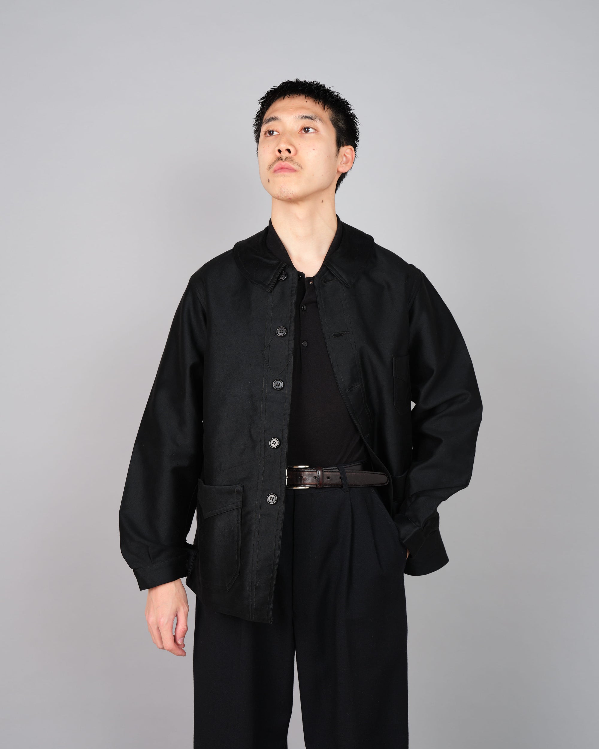 ［~30’s］French Vintage Black Moleskin Work Jacket