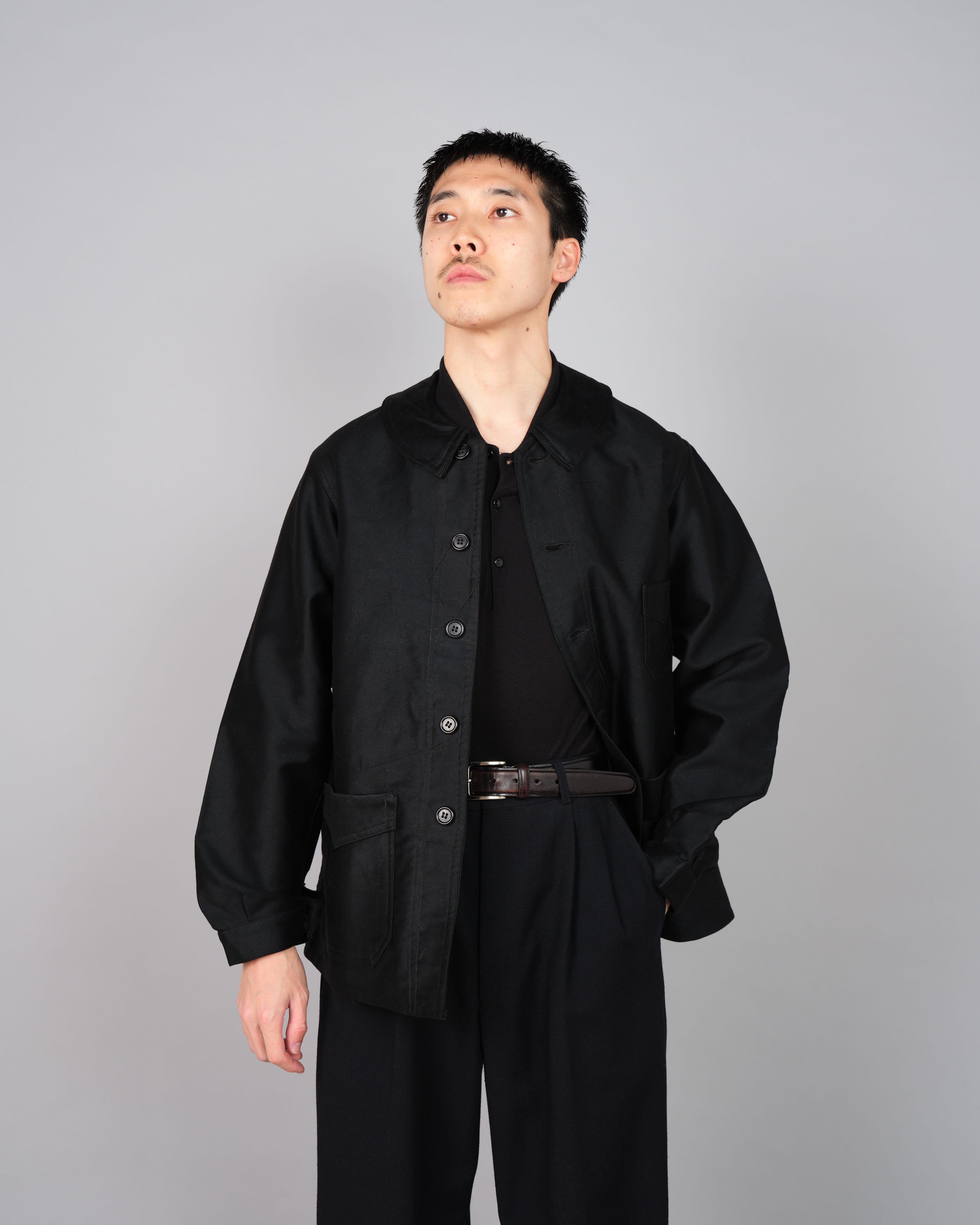 【~30’s】French Vintage Black Moleskin Work Jacket