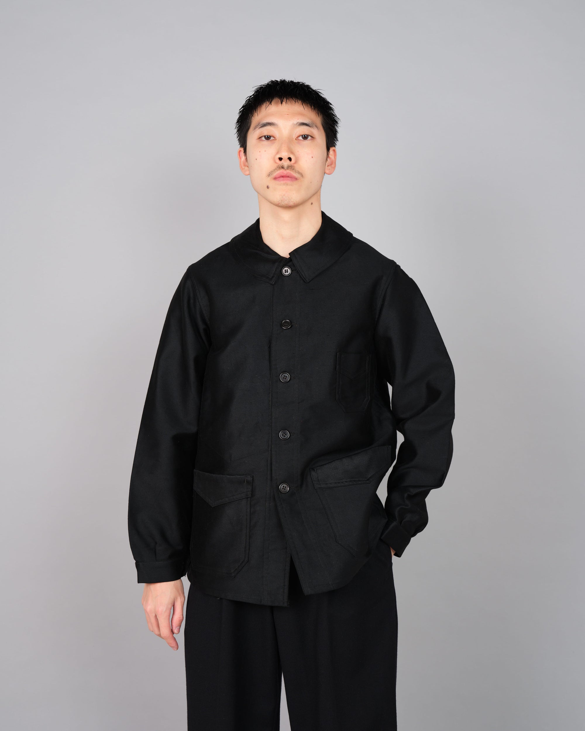 ［~30’s］French Vintage Black Moleskin Work Jacket