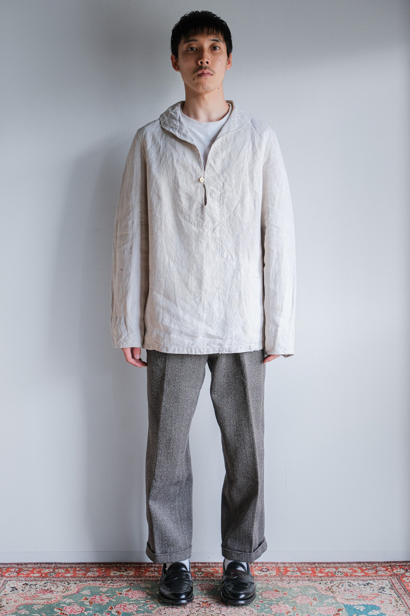 ［~30's］French Navy Linen Sailor Work Smock Size.B4 "Marine Nationale"