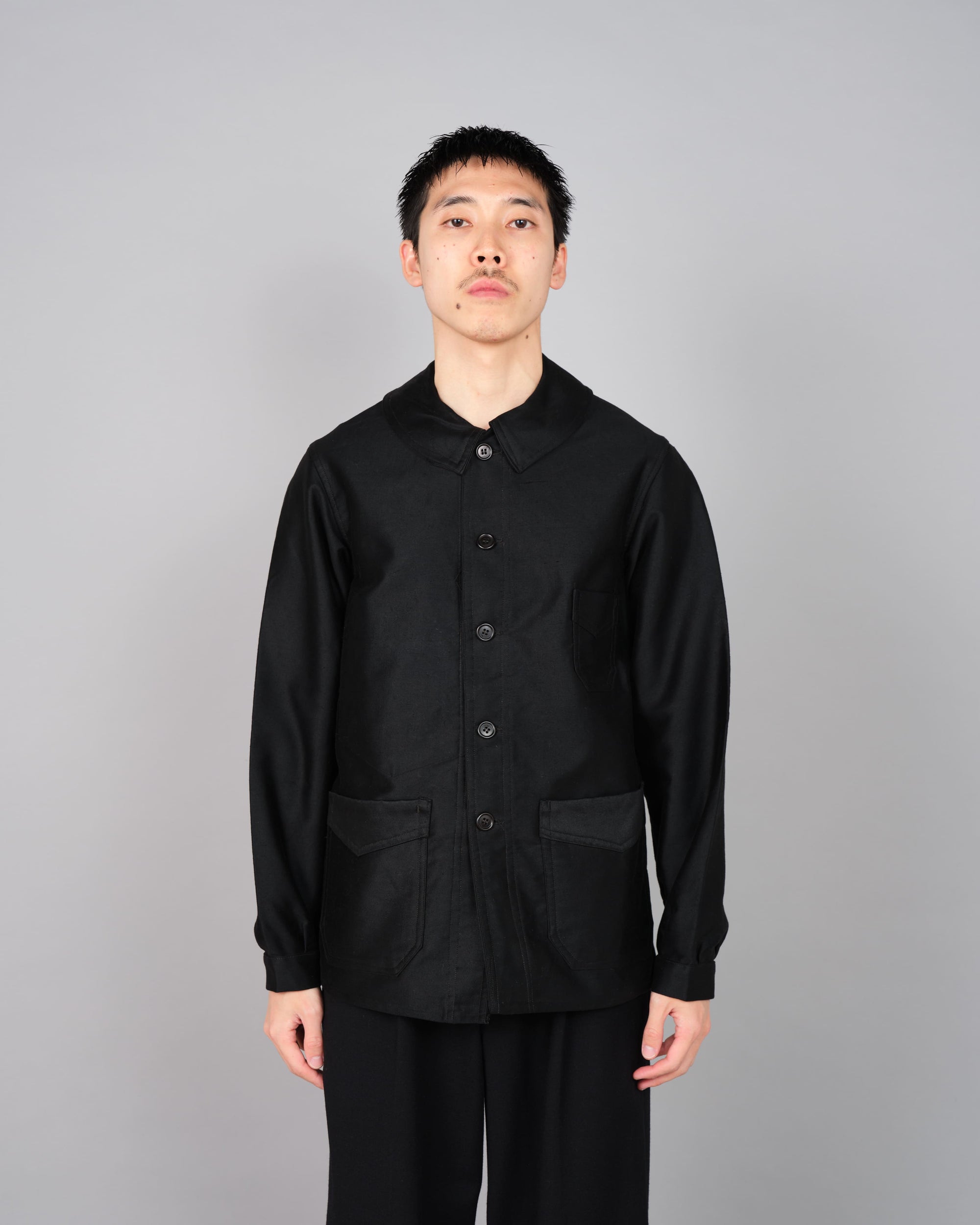 ［~30’s］French Vintage Black Moleskin Work Jacket