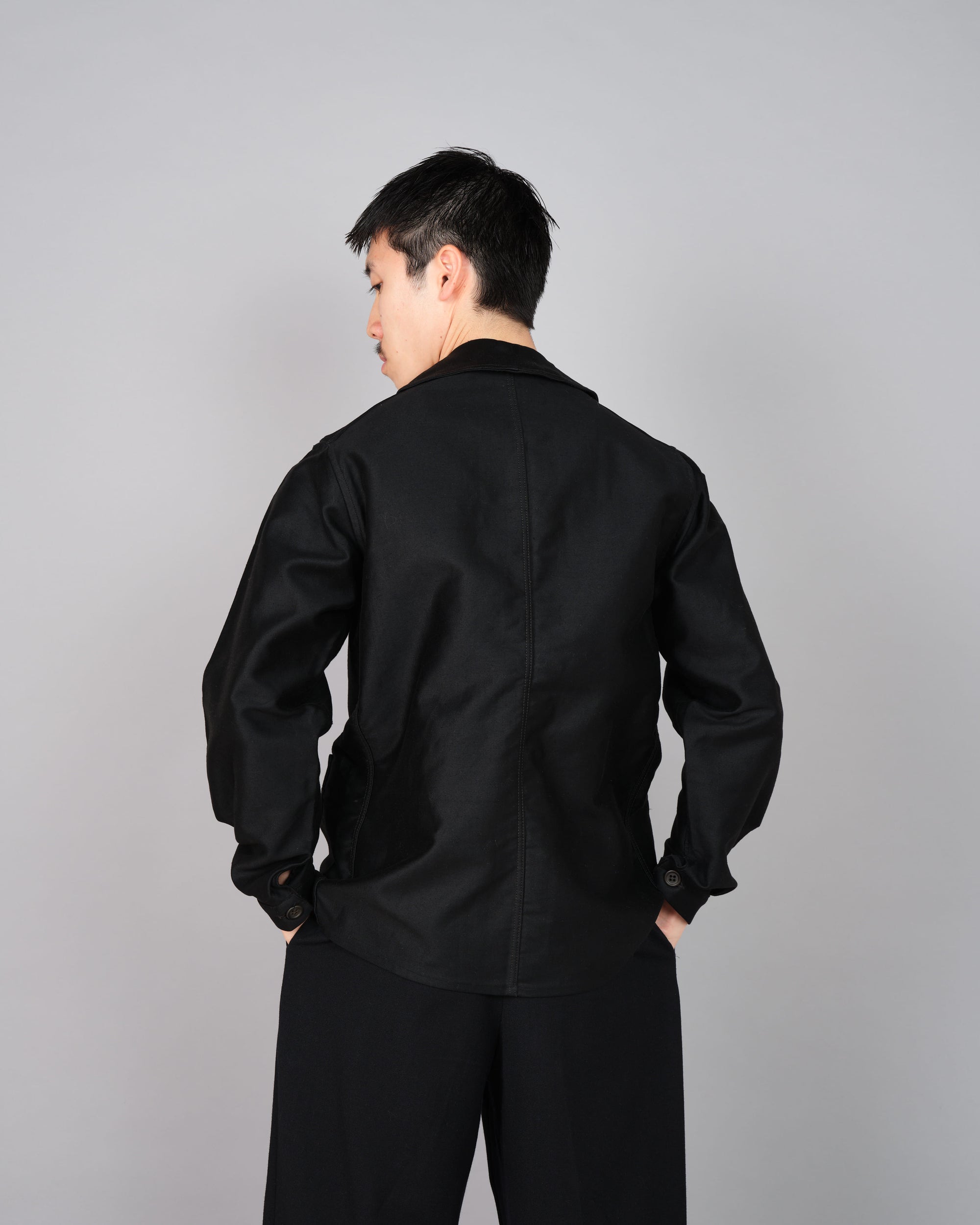 ［~30’s］French Vintage Black Moleskin Work Jacket