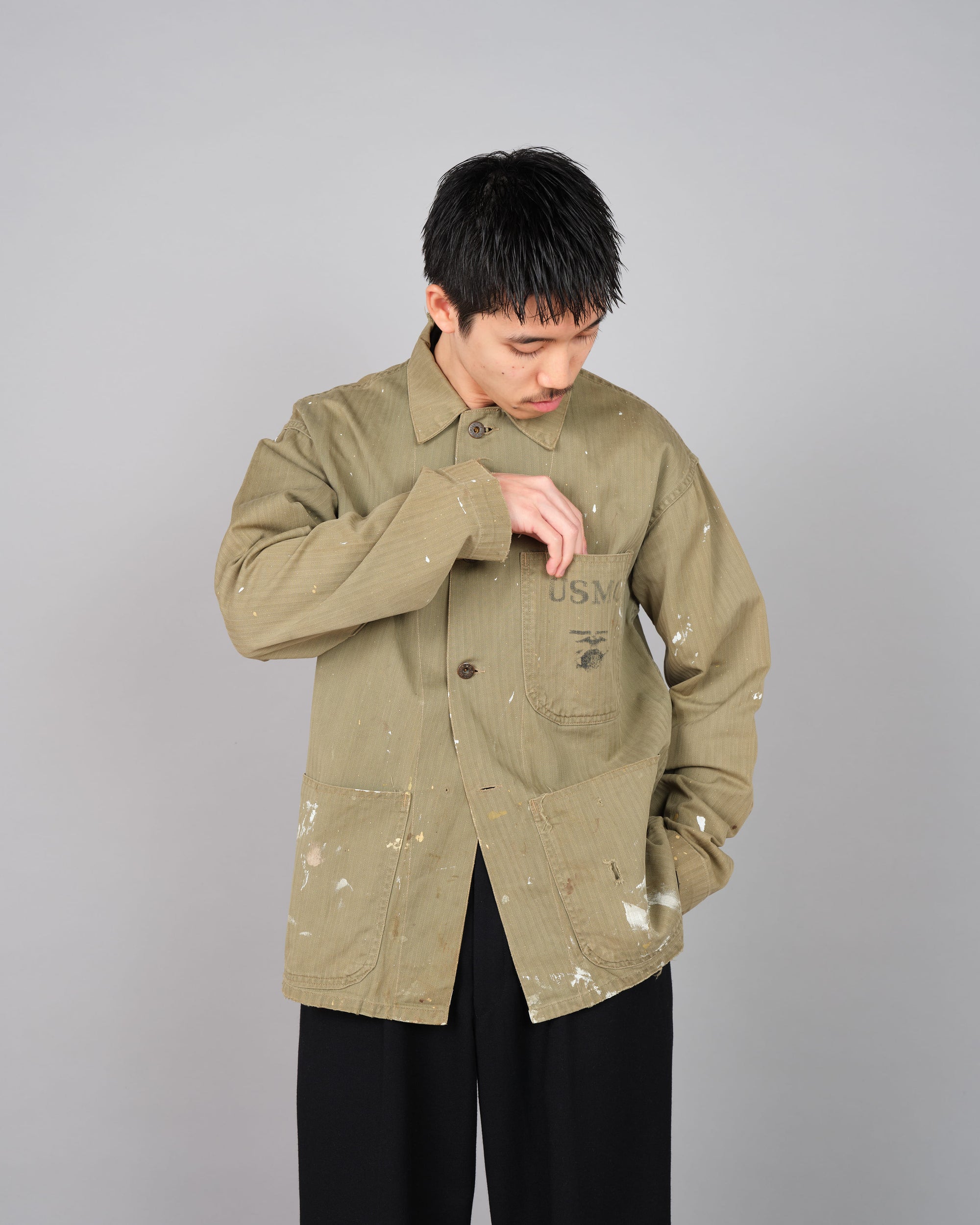 【~40's】WWⅡ U.S.M.C P-41 HBT Utility Jacket "Crazy Paint"
