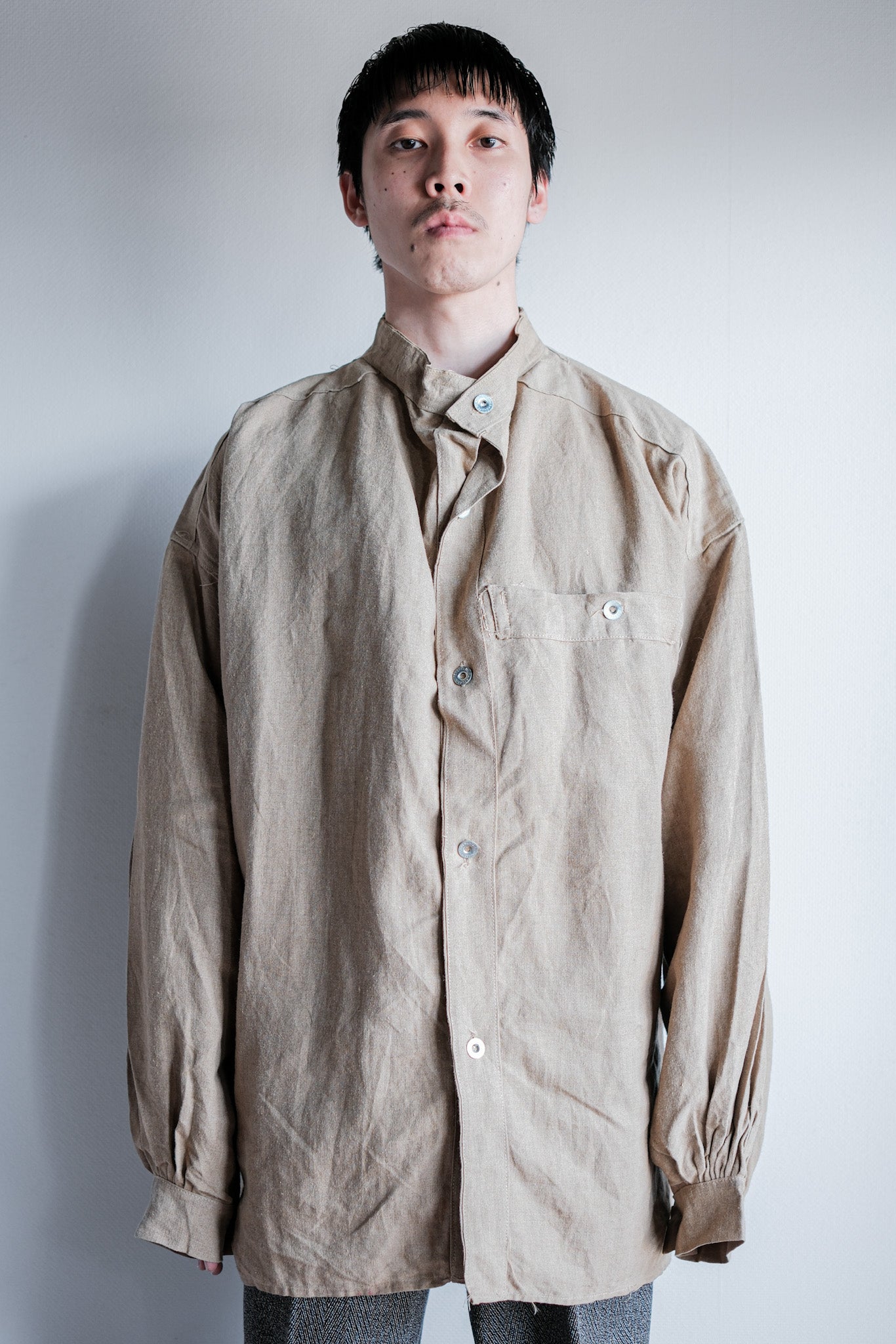【~30's】French Army Bourgeron Linen Jacket Size.2 "Full Open Type"