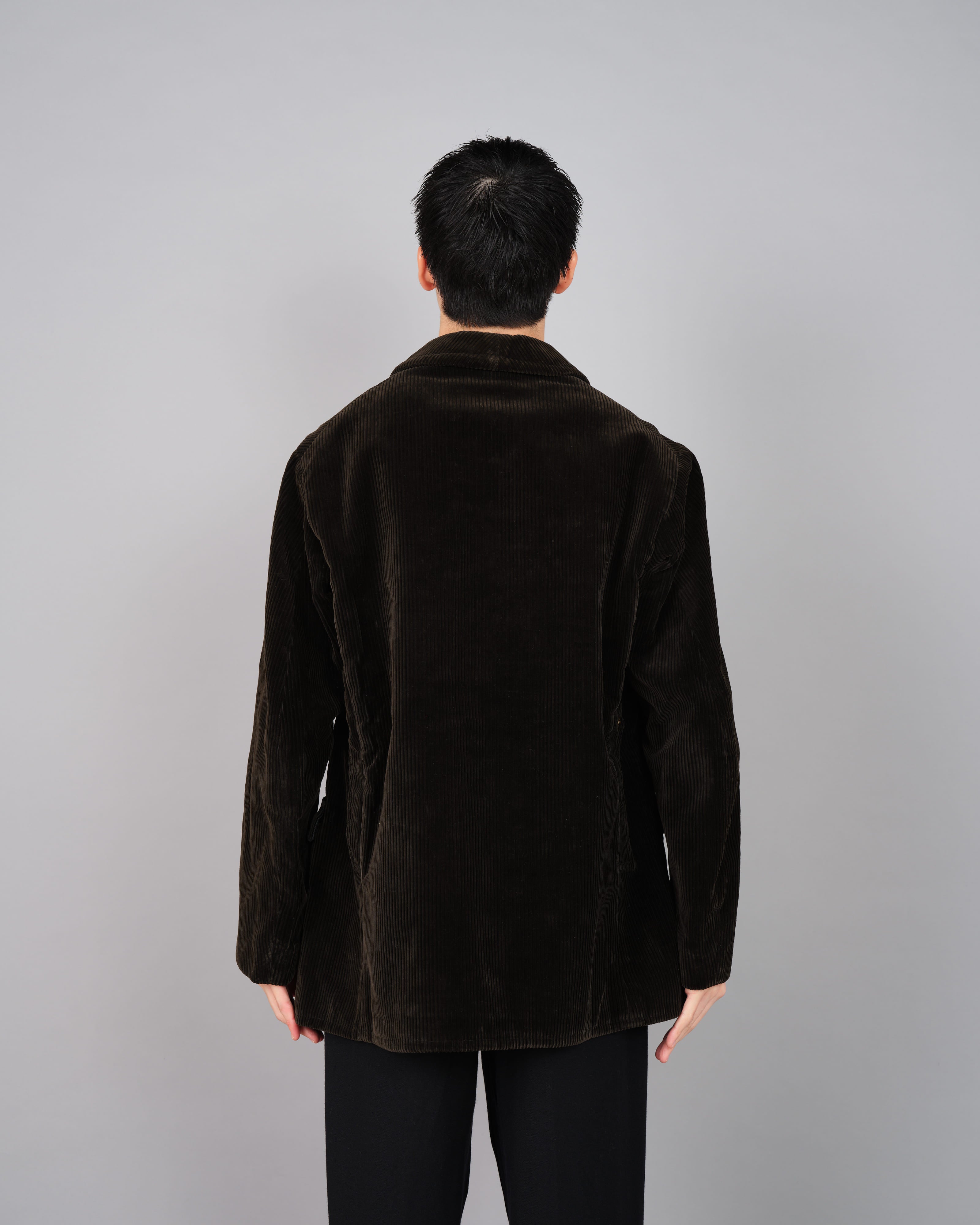 40's】French Vintage Dark Brown Corduroy Hunting Jacket Size.48 