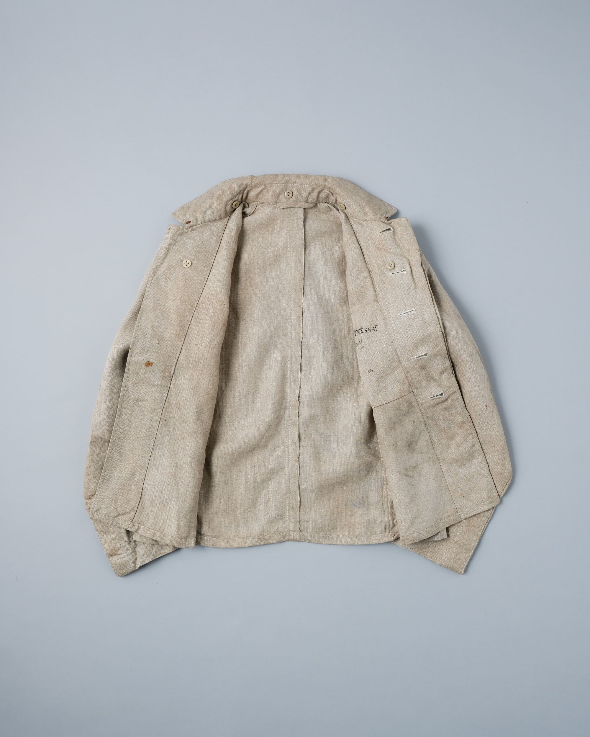 ［~40's］WWII German Air Force Drillich HBT Linen Work Jacket "Luftwaffe" "Dead Stock"