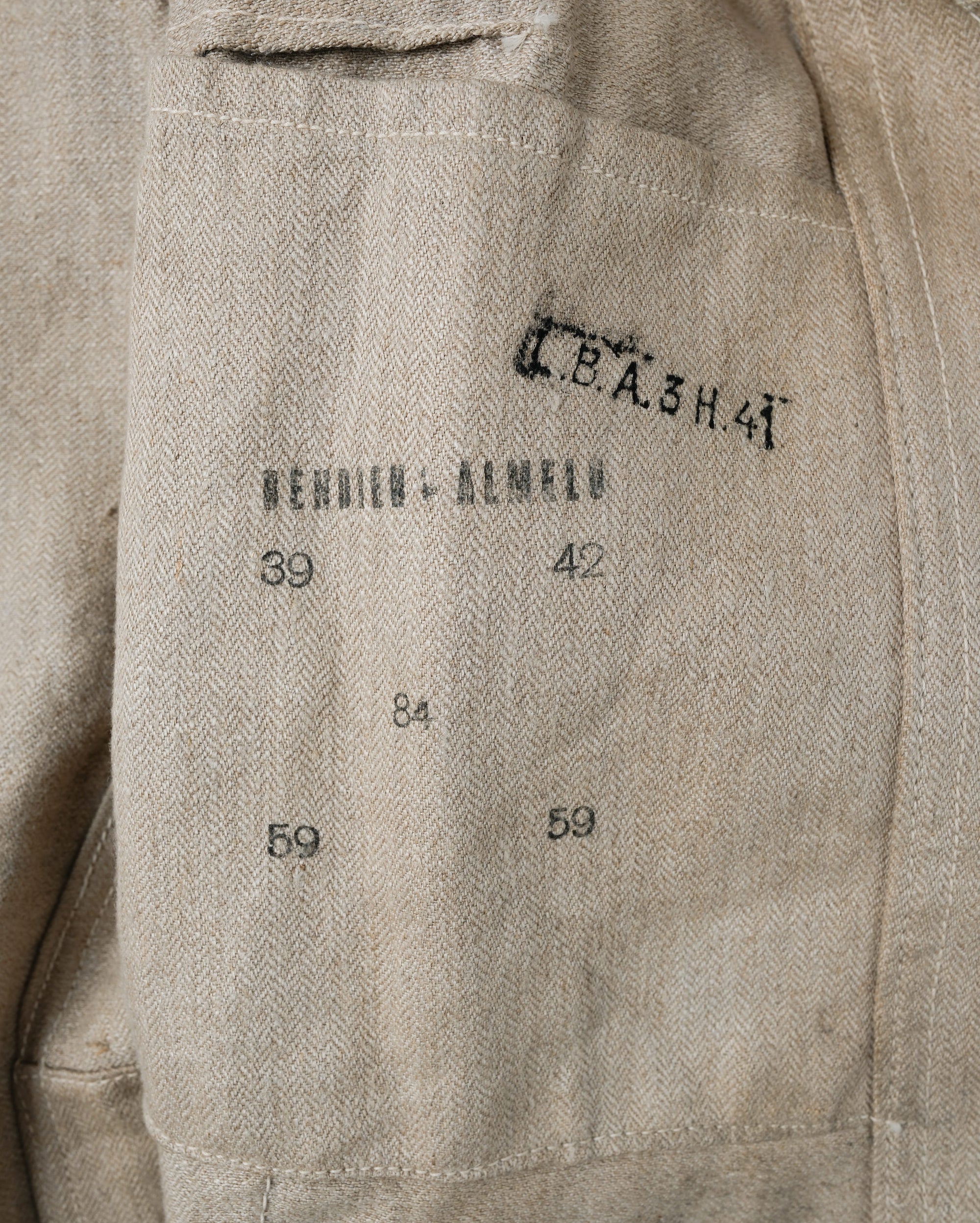 ［~40's］WWII German Air Force Drillich HBT Linen Work Jacket "Luftwaffe" "Dead Stock"
