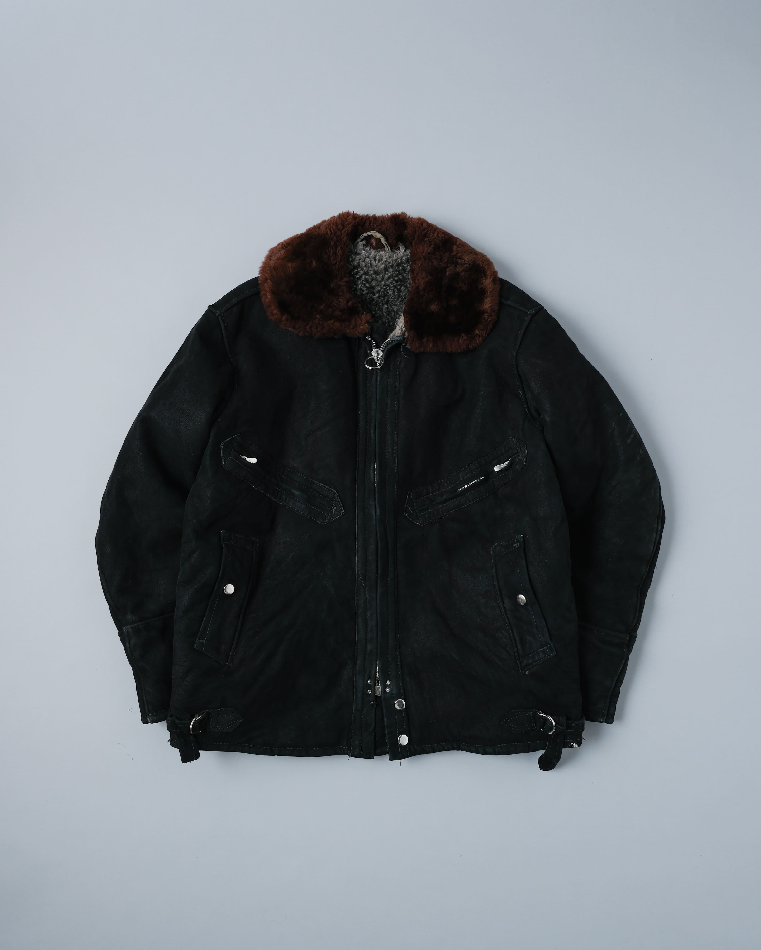 【~80's】Soviet Air Forces Sheepskin Fur Lined Winter Flight Jacket