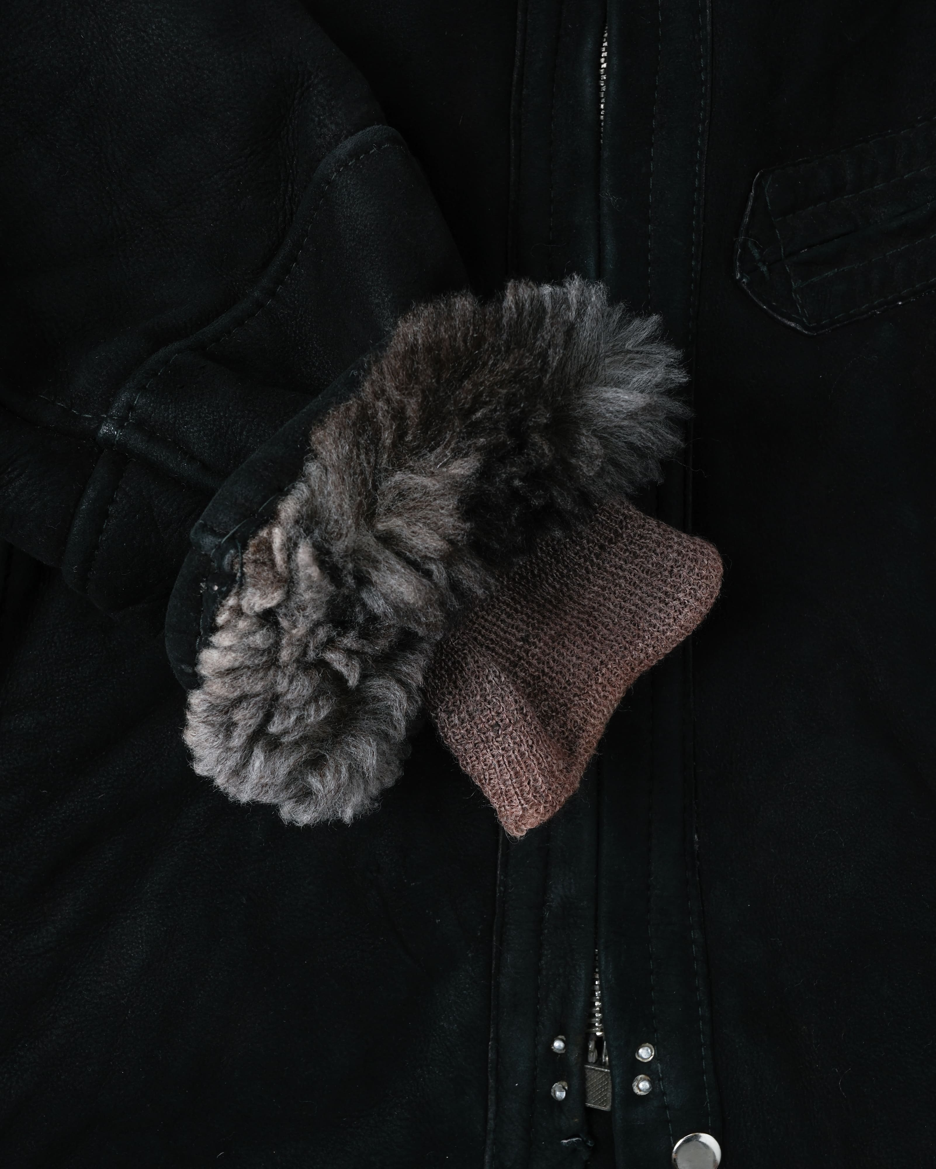 【~80's】Soviet Air Forces Sheepskin Fur Lined Winter Flight Jacket