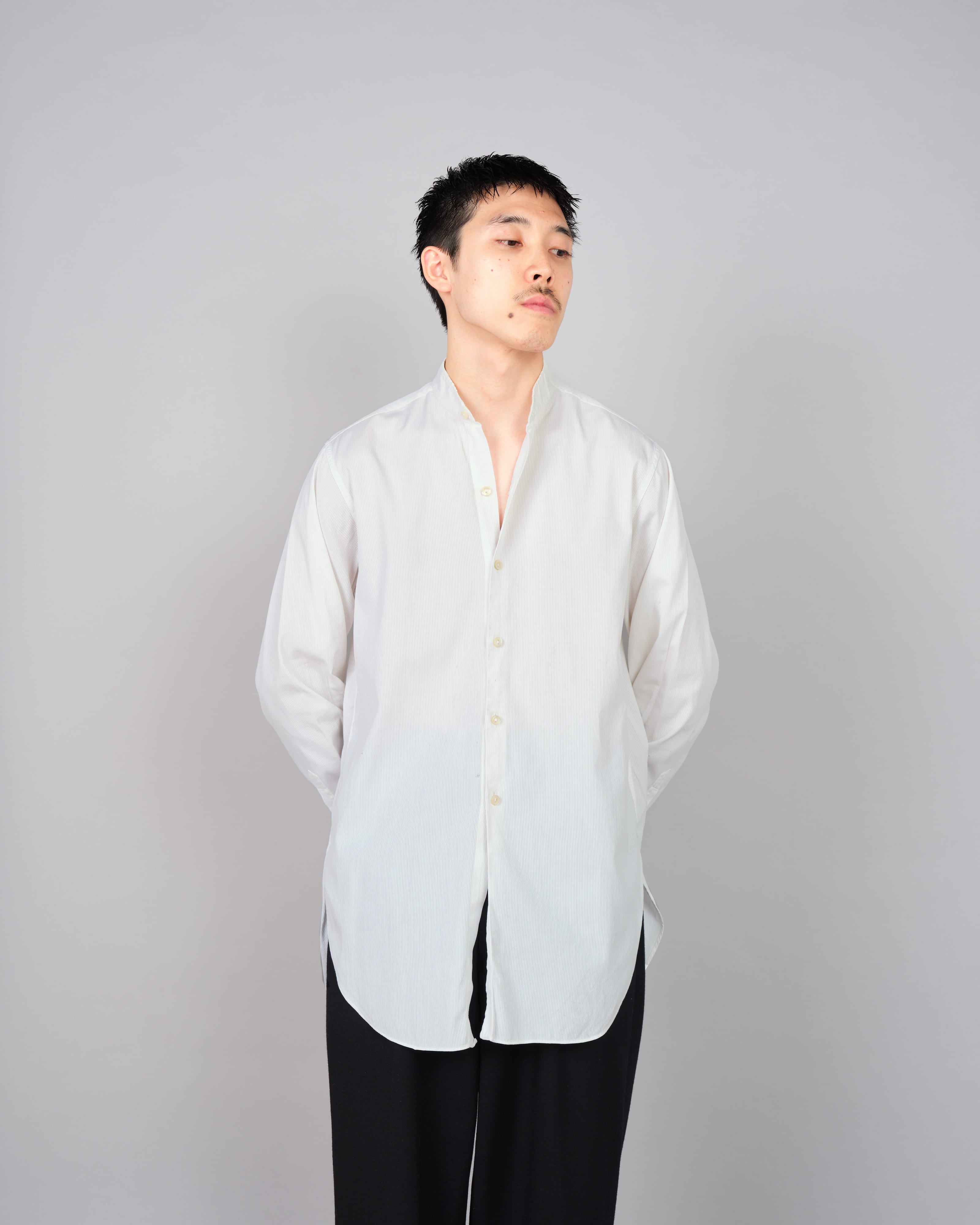 [~ 40's] ผ้าฝ้ายสีขาววินเทจฝรั่งเศสเสื้อคอปก "Belle Jardiniere"