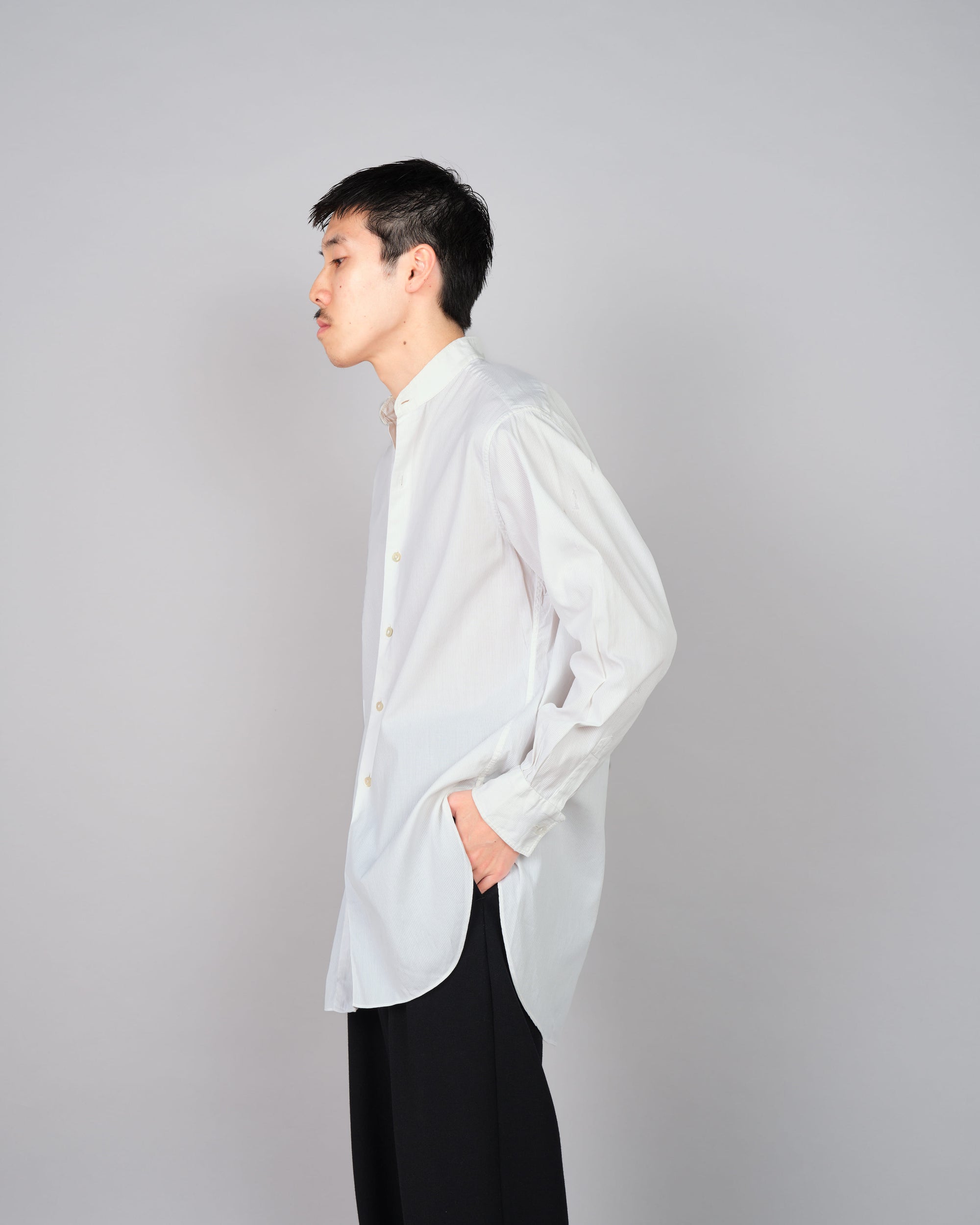 ［~40's］French Vintage White Cotton Stand Collar Shirt "Belle Jardiniere"
