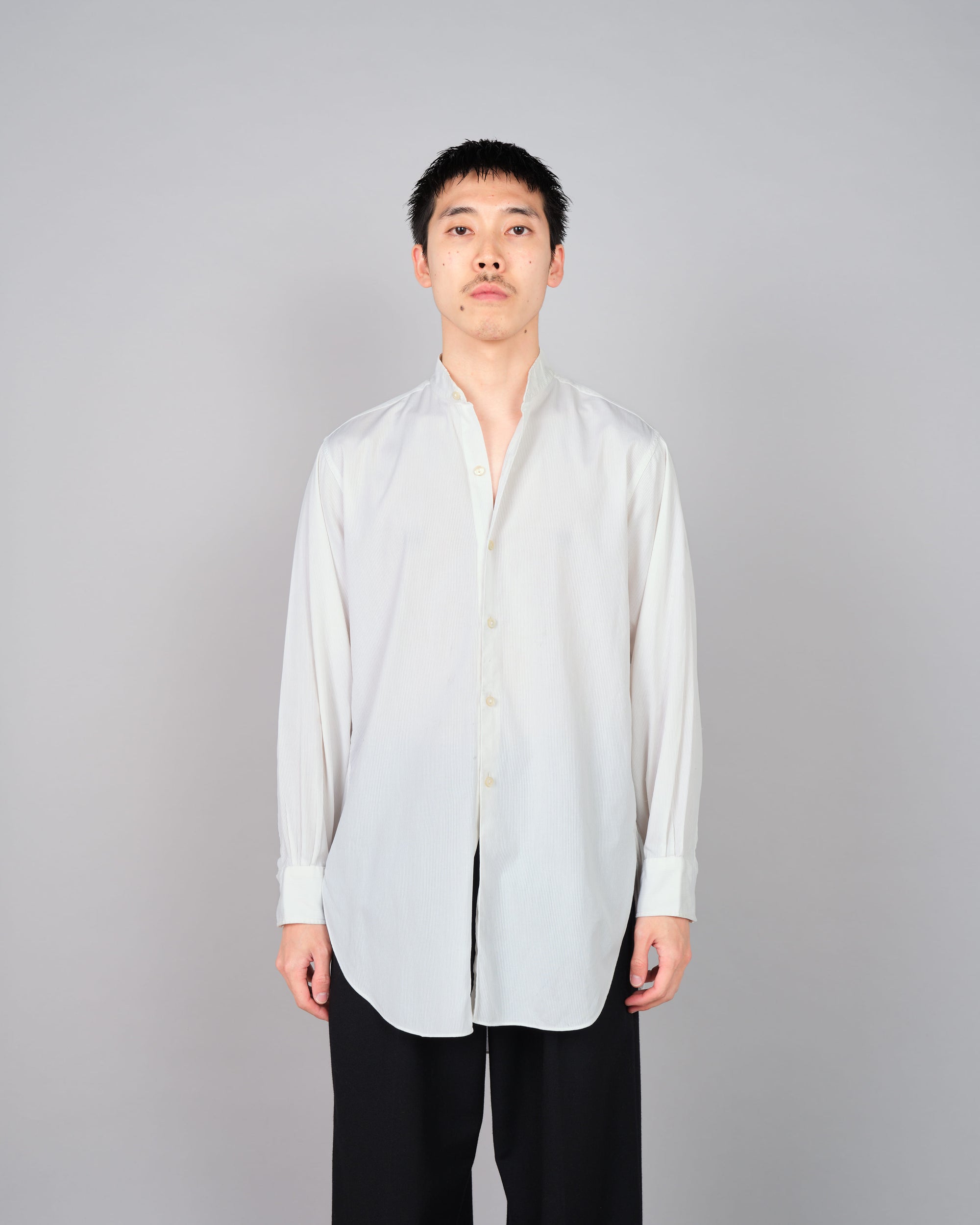 ［~40's］French Vintage White Cotton Stand Collar Shirt "Belle Jardiniere"