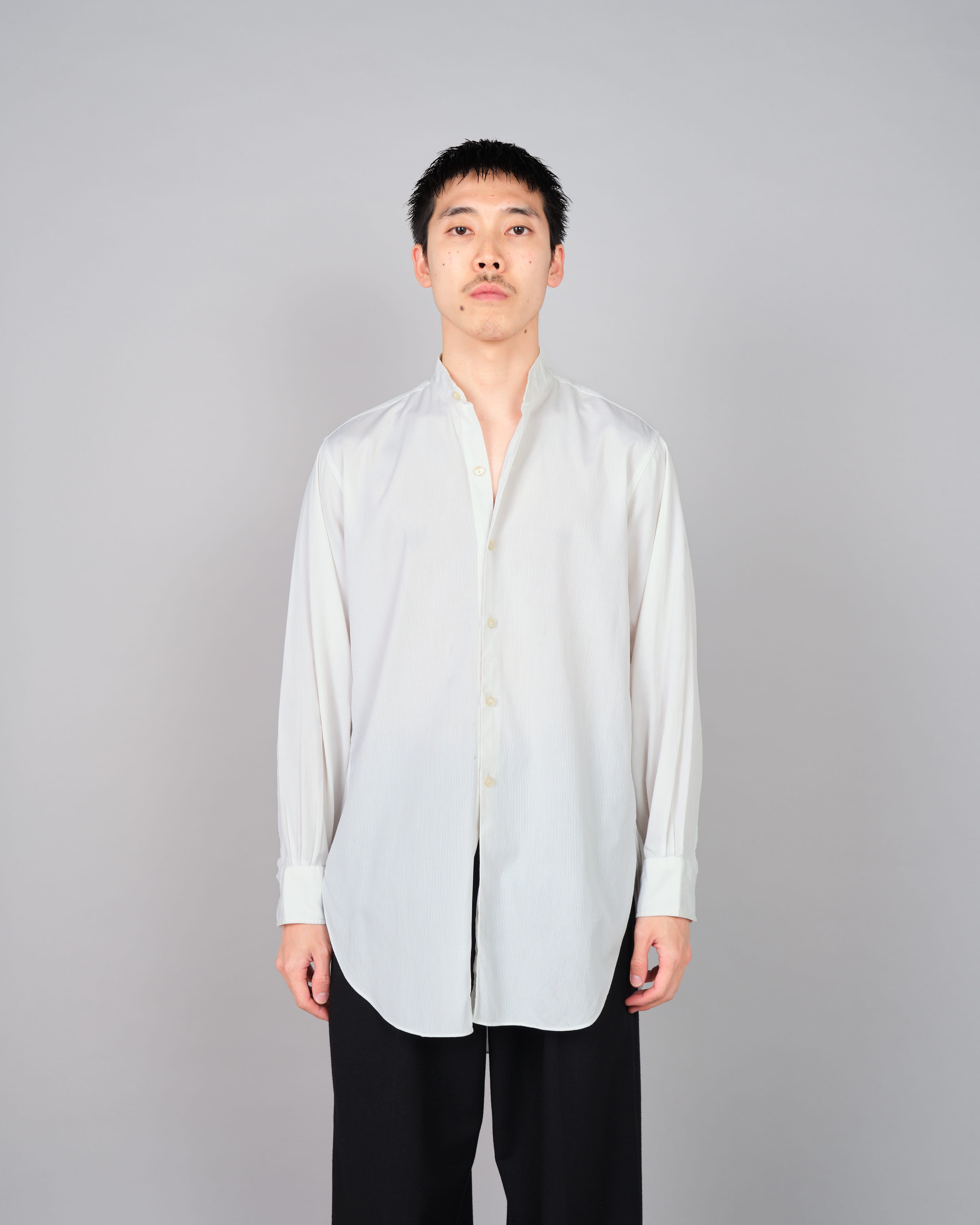 [~ 40's] ผ้าฝ้ายสีขาววินเทจฝรั่งเศสเสื้อคอปก "Belle Jardiniere"