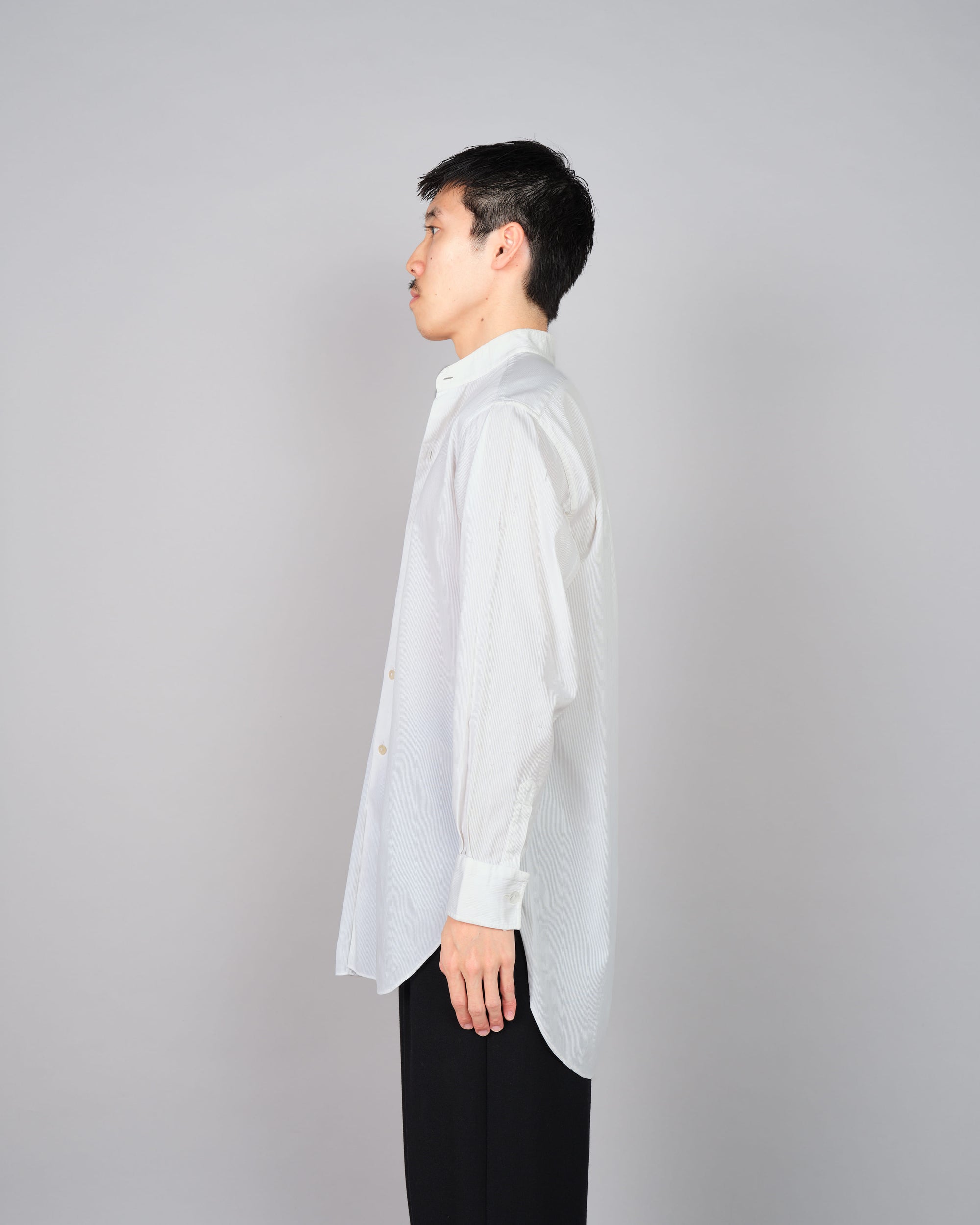 ［~40's］French Vintage White Cotton Stand Collar Shirt "Belle Jardiniere"