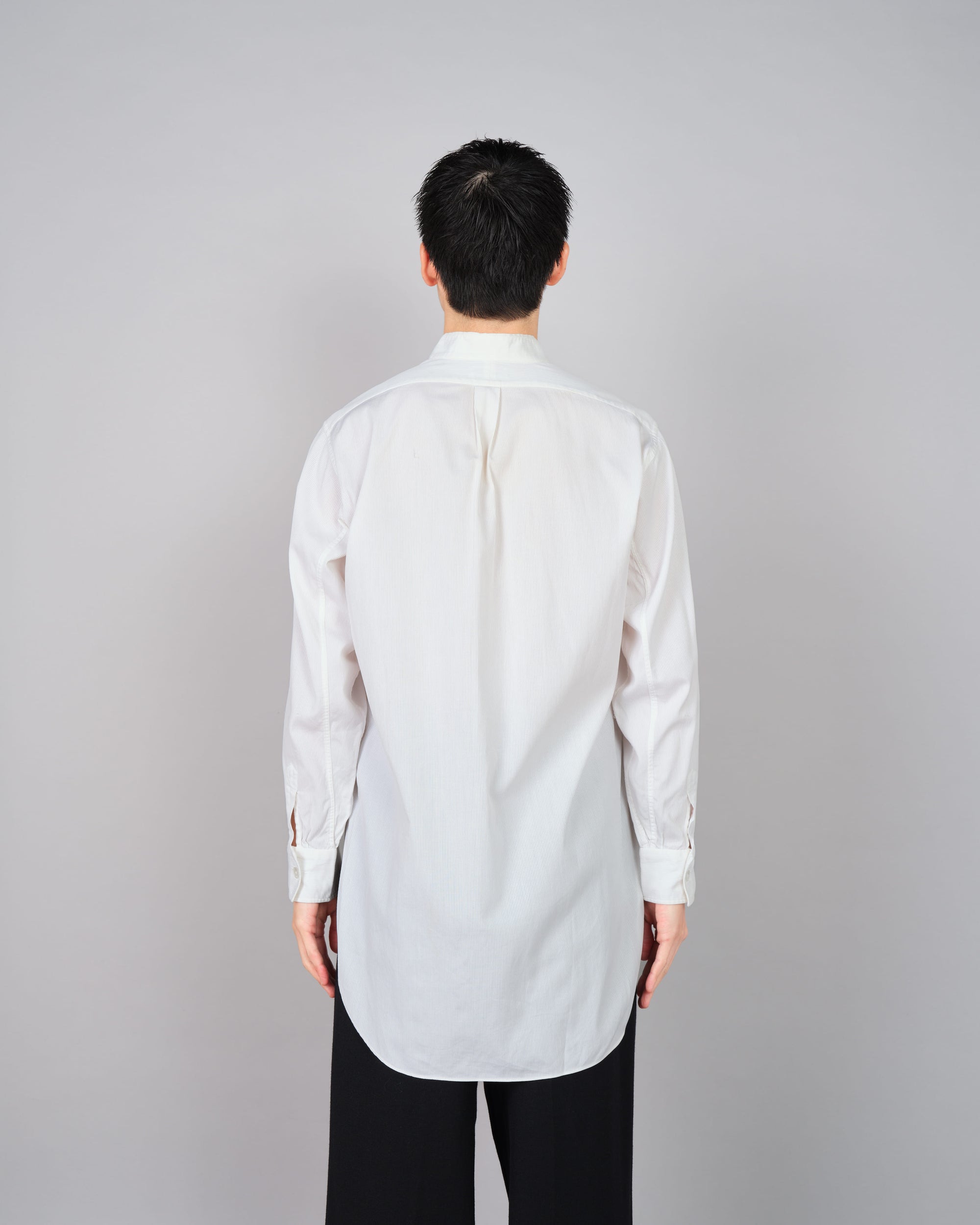 ［~40's］French Vintage White Cotton Stand Collar Shirt "Belle Jardiniere"