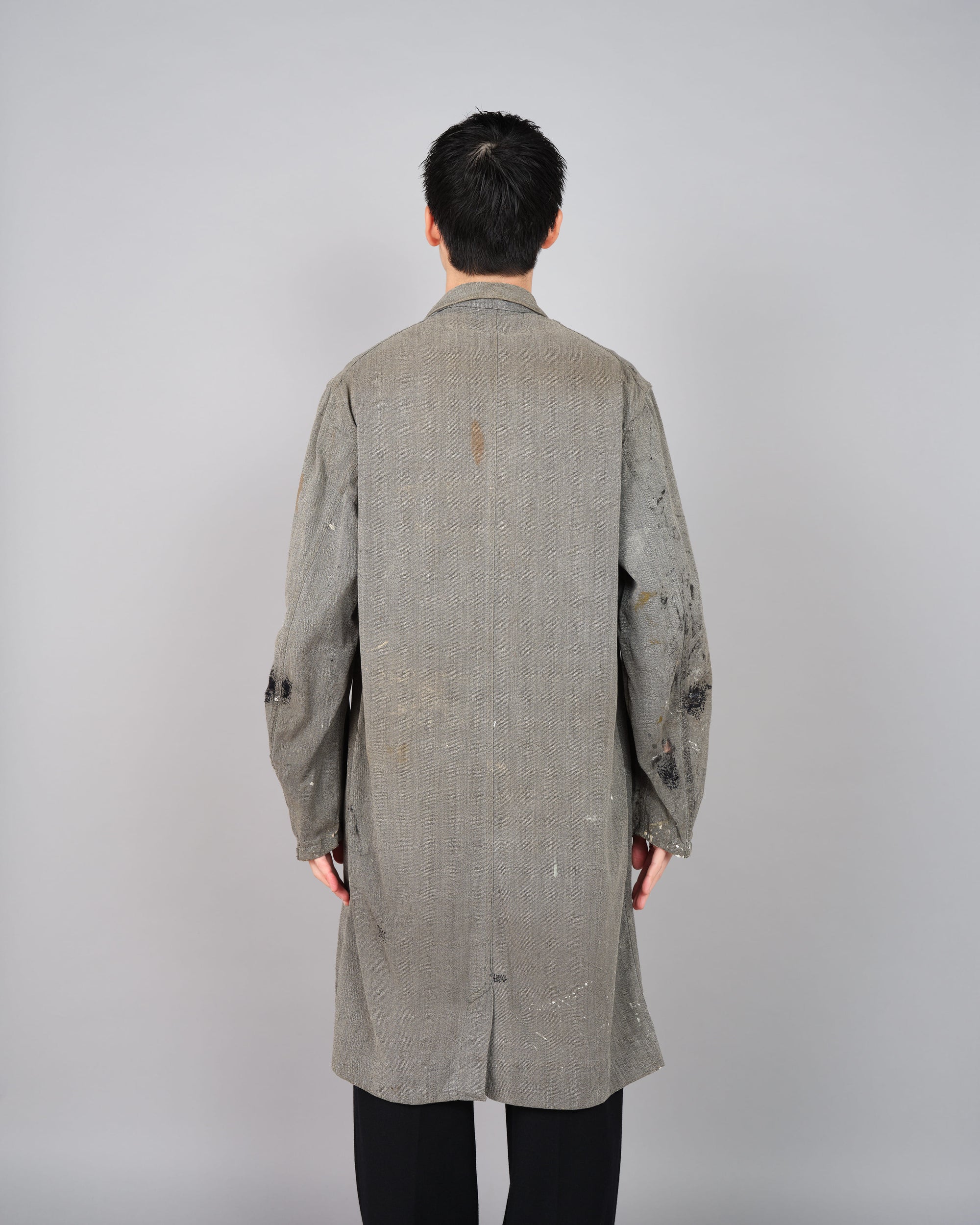 ［~40's］French Vintage Salt & Pepper Cotton Twill Atelier Coat "Crazy Paint"