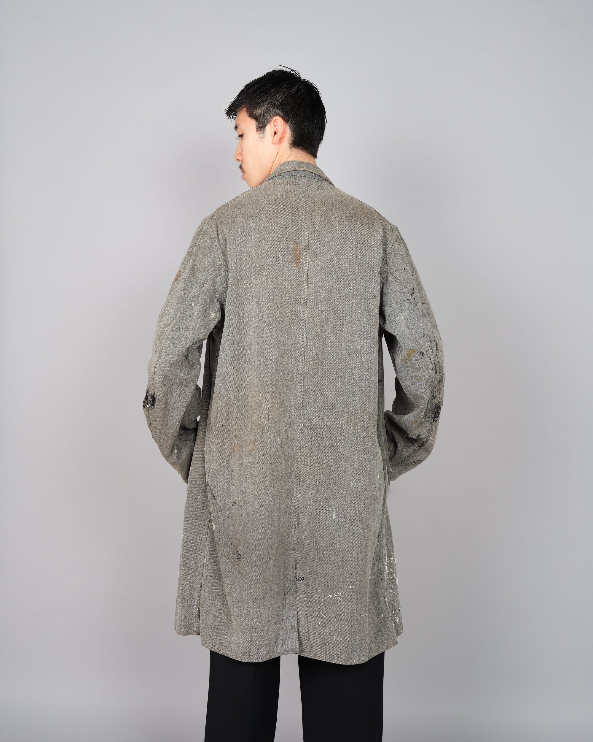 ［~40's］French Vintage Salt & Pepper Cotton Twill Atelier Coat "Crazy Paint"