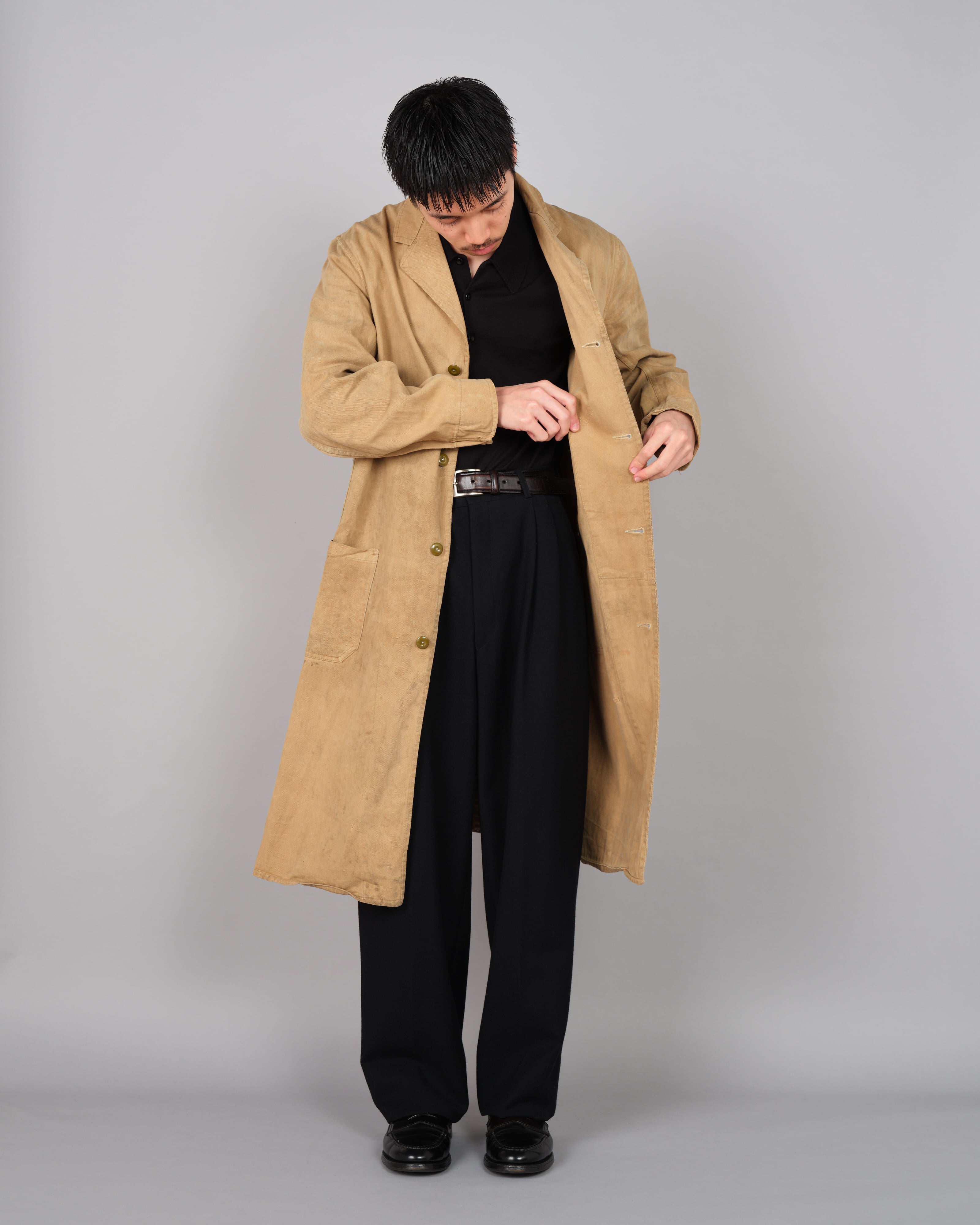 【~50's】British Vintage Khaki Cotton Drill Work Coat "CC41"