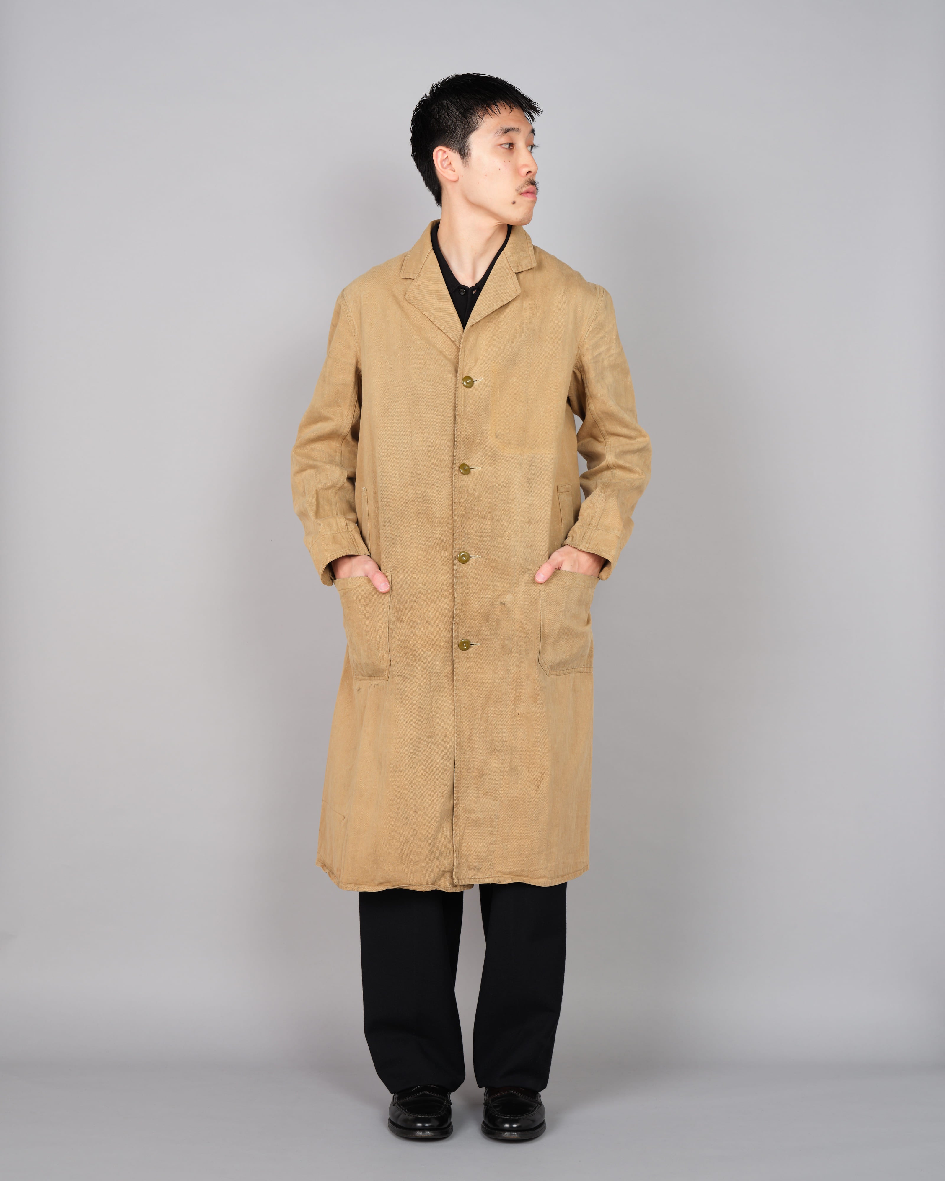 【~50's】British Vintage Khaki Cotton Drill Work Coat "CC41"