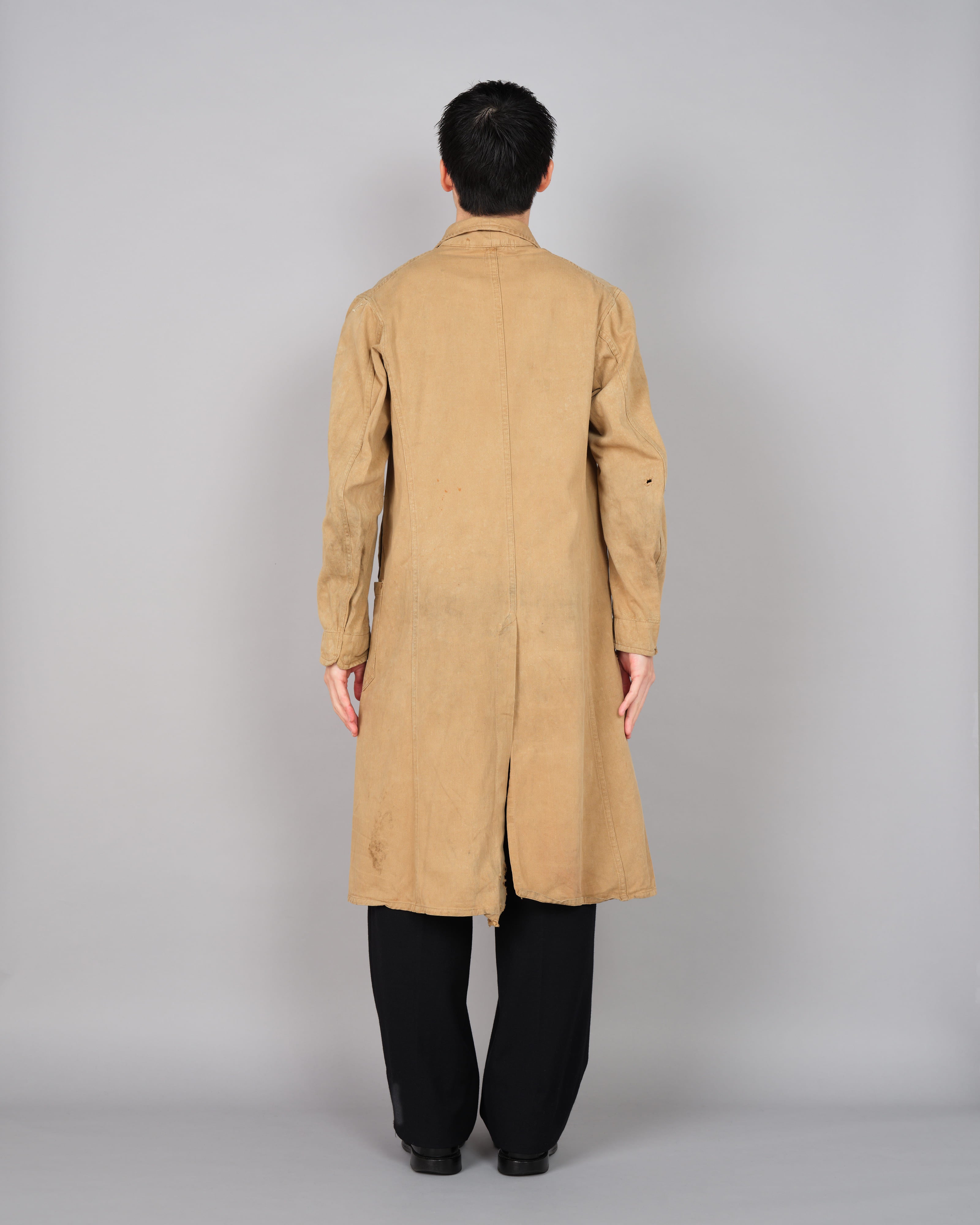 50's】British Vintage Khaki Cotton Drill Work Coat 