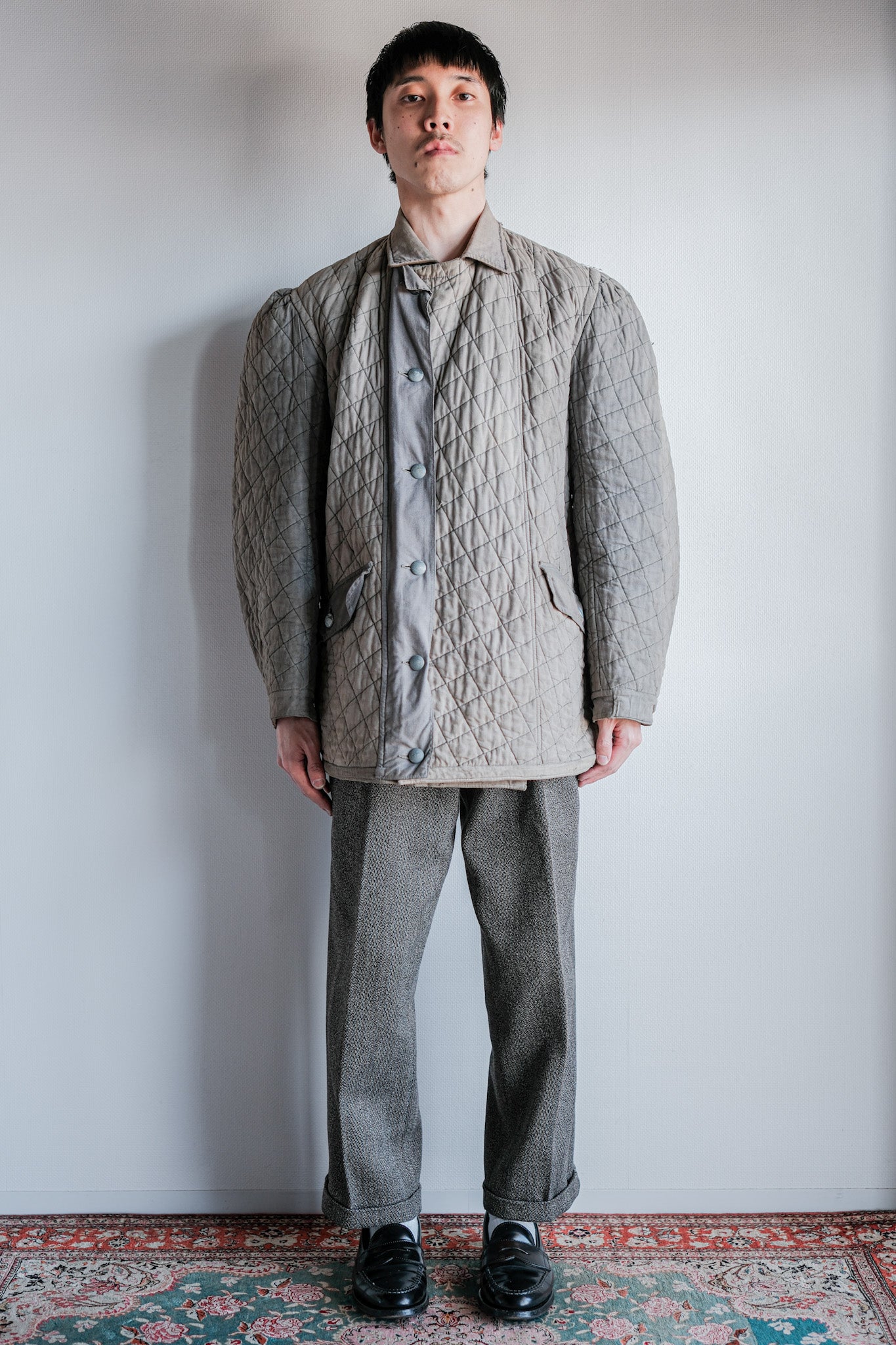 ［~40's］WWⅡ German Army Gray-White Reversible Quilted Winter Parka "Modified" "Wehrmacht"