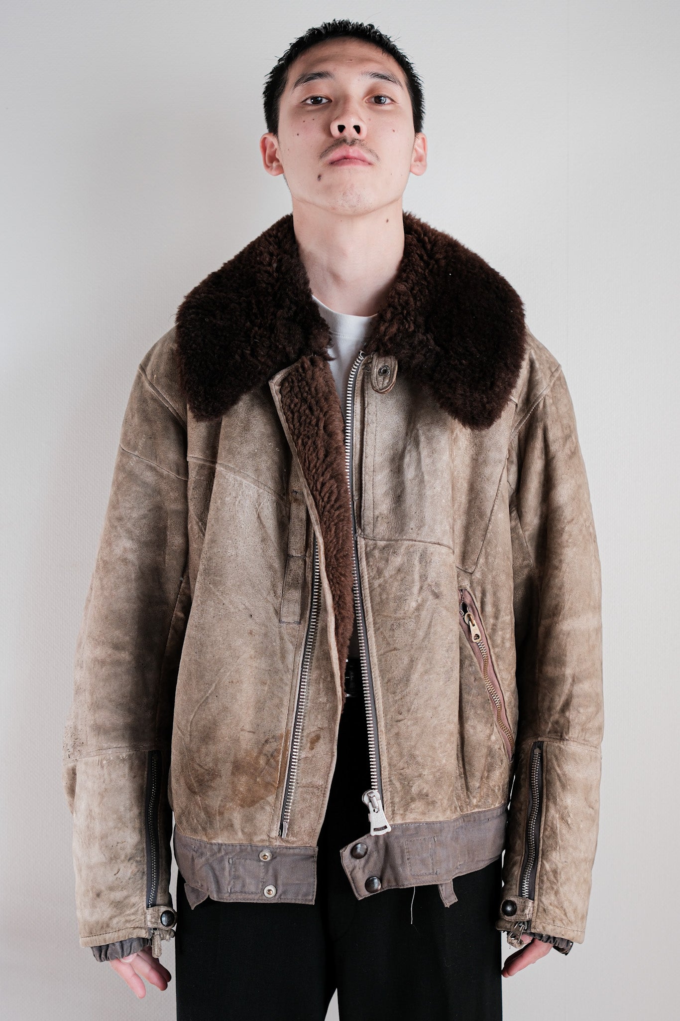 ［~40's］WWⅡ German Air Force Winter Sheepskin Flight Jacket "Luftwaffe" "Unusual Pocket"