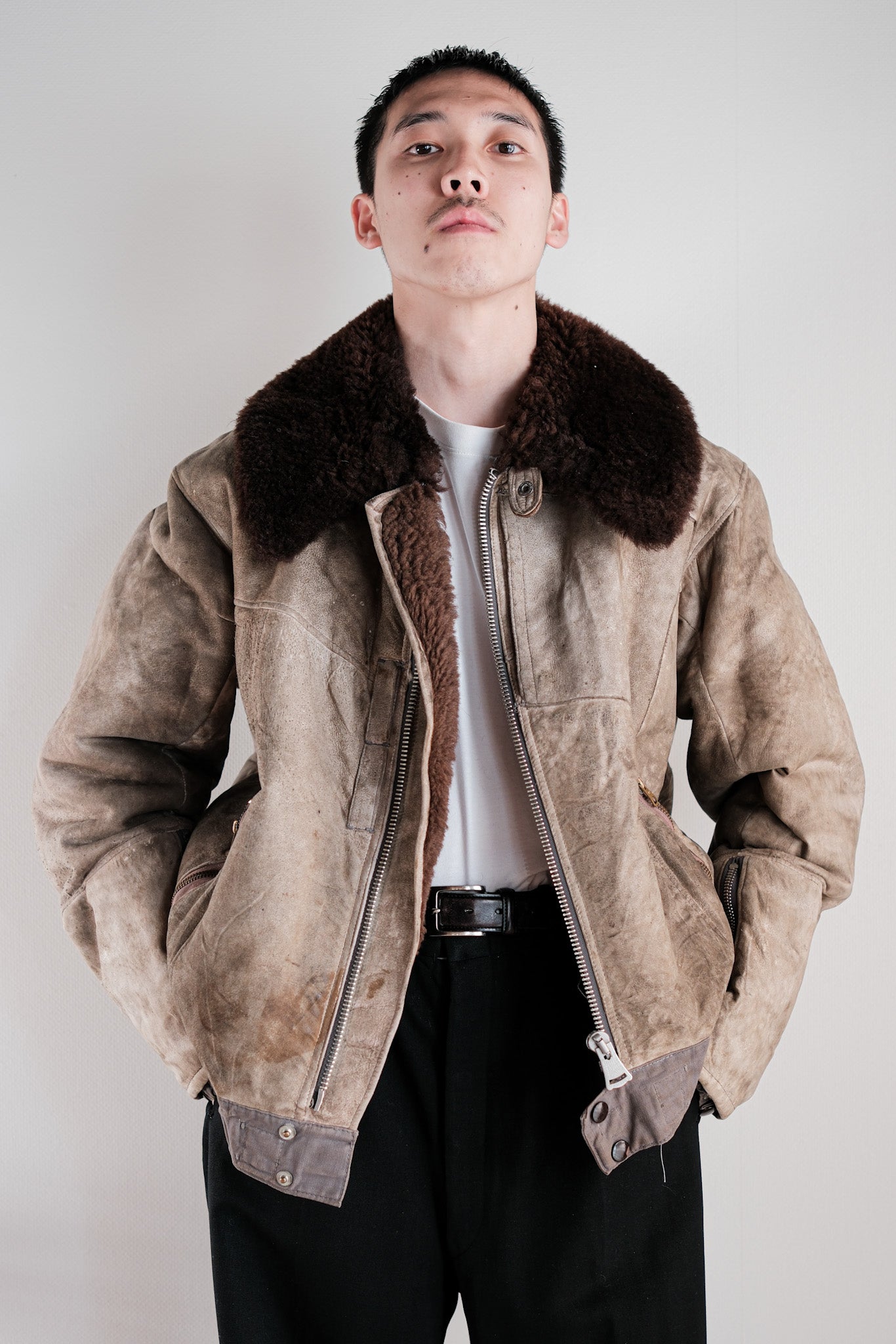 40's】WWⅡ German Air Force Winter Sheepskin Flight Jacket 