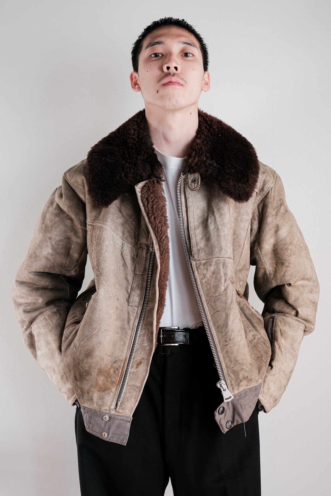 ［~40's］WWⅡ German Air Force Winter Sheepskin Flight Jacket "Luftwaffe" "Unusual Pocket"