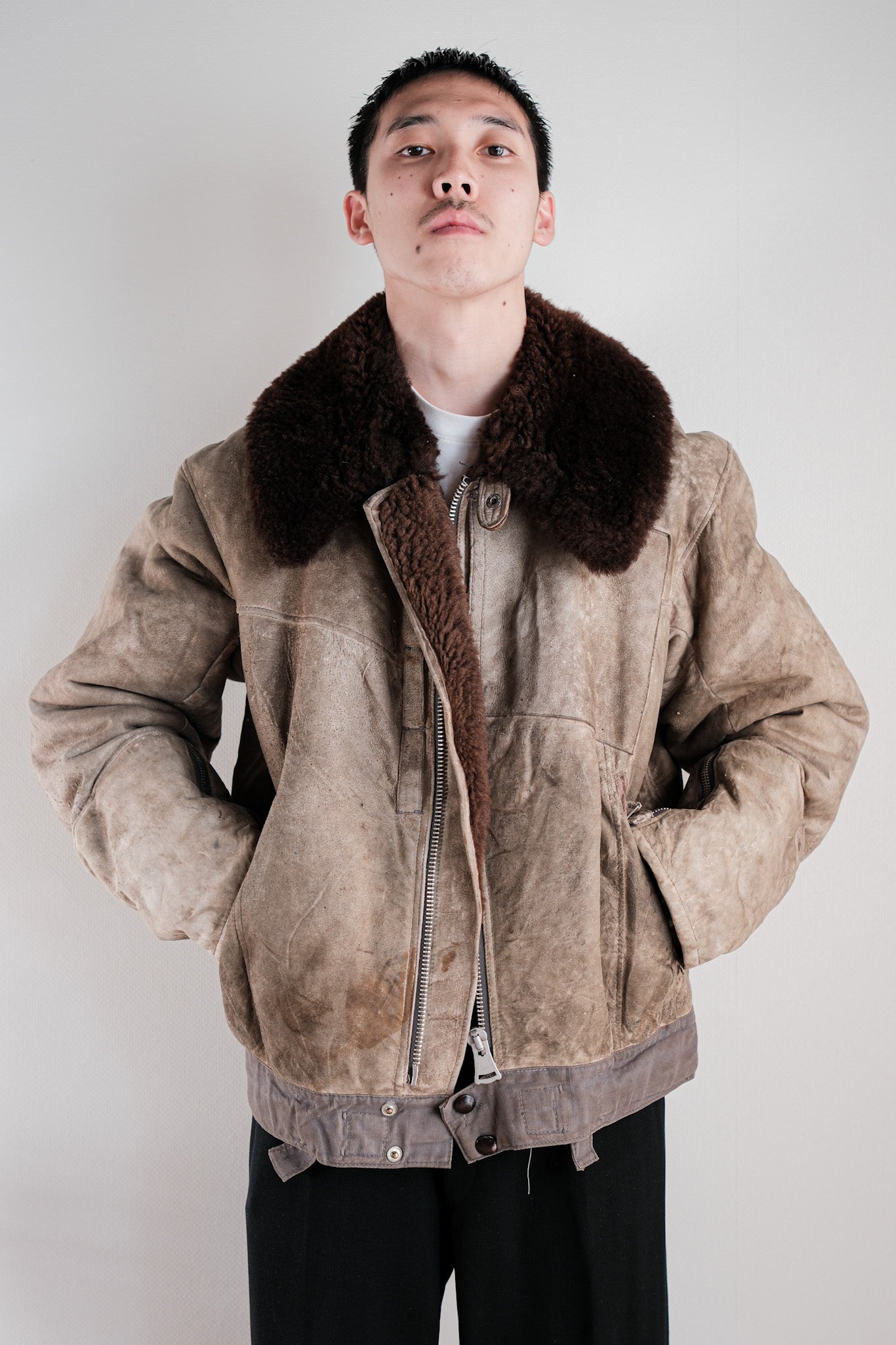 40's】WWⅡ German Air Force Winter Sheepskin Flight Jacket 