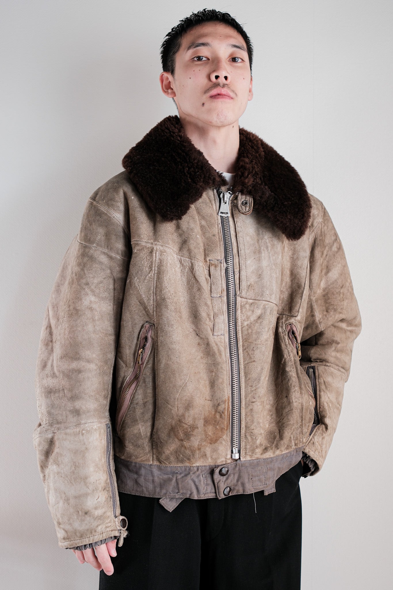 ［~40's］WWⅡ German Air Force Winter Sheepskin Flight Jacket "Luftwaffe" "Unusual Pocket"