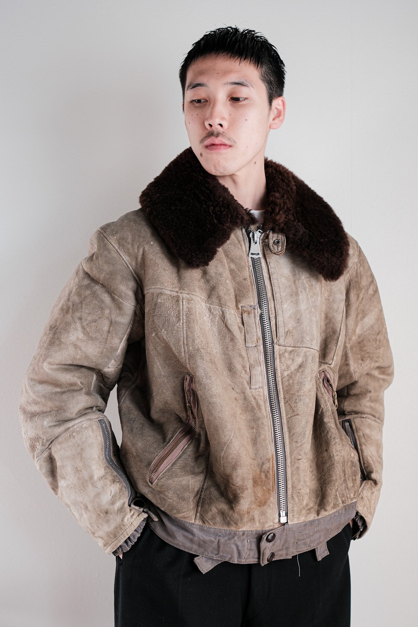 ［~40's］WWⅡ German Air Force Winter Sheepskin Flight Jacket "Luftwaffe" "Unusual Pocket"