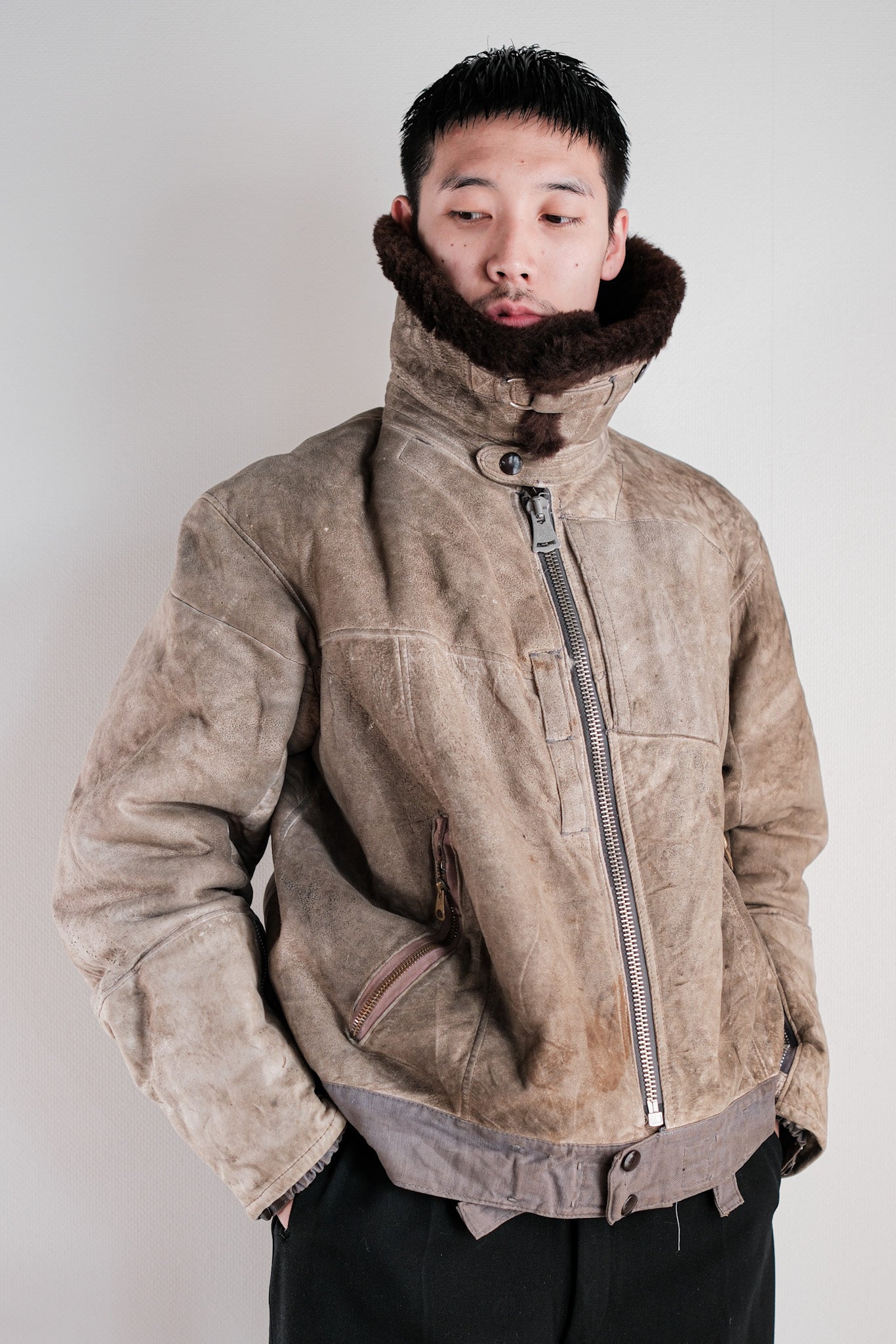 ［~40's］WWⅡ German Air Force Winter Sheepskin Flight Jacket "Luftwaffe" "Unusual Pocket"