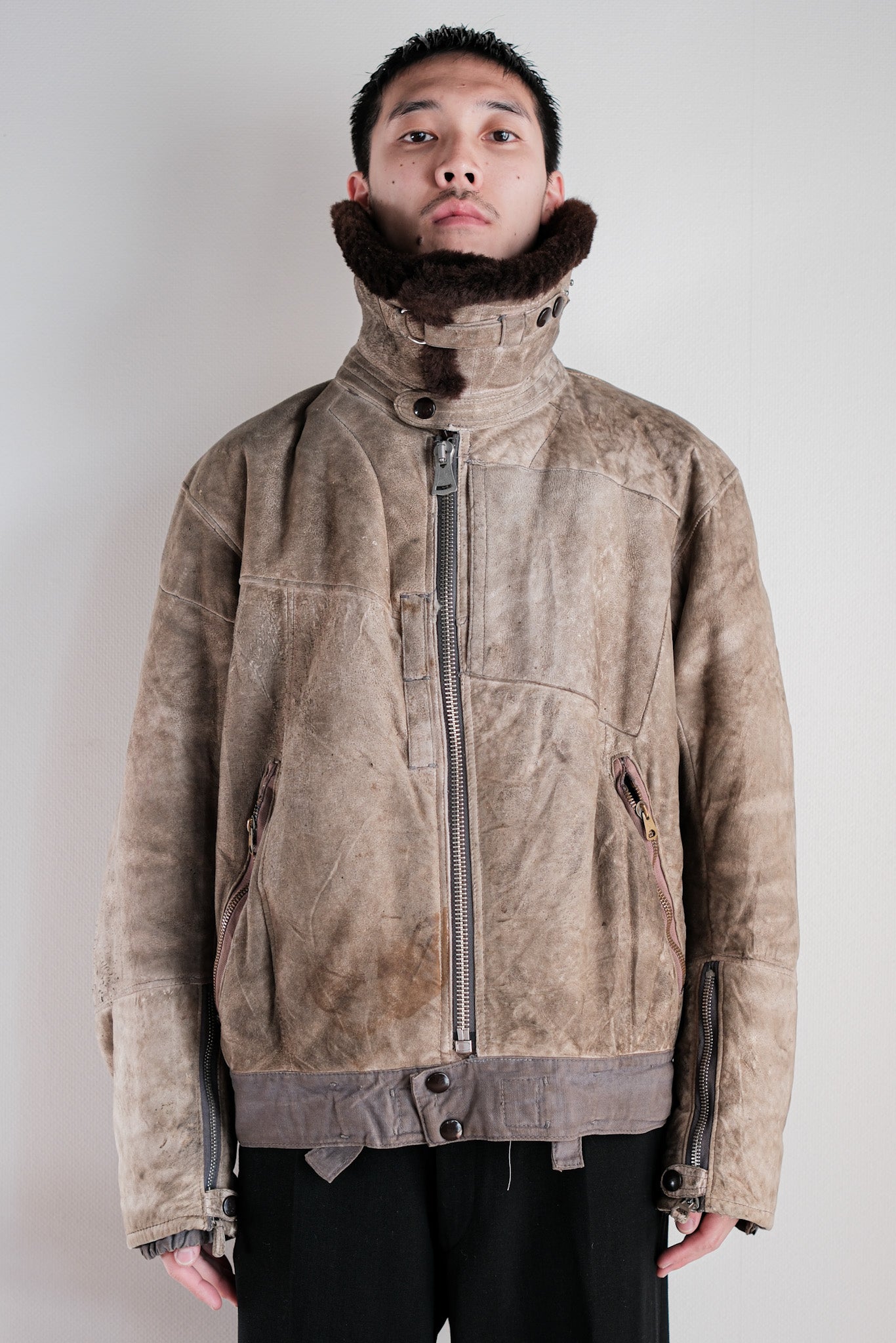 ［~40's］WWⅡ German Air Force Winter Sheepskin Flight Jacket "Luftwaffe" "Unusual Pocket"