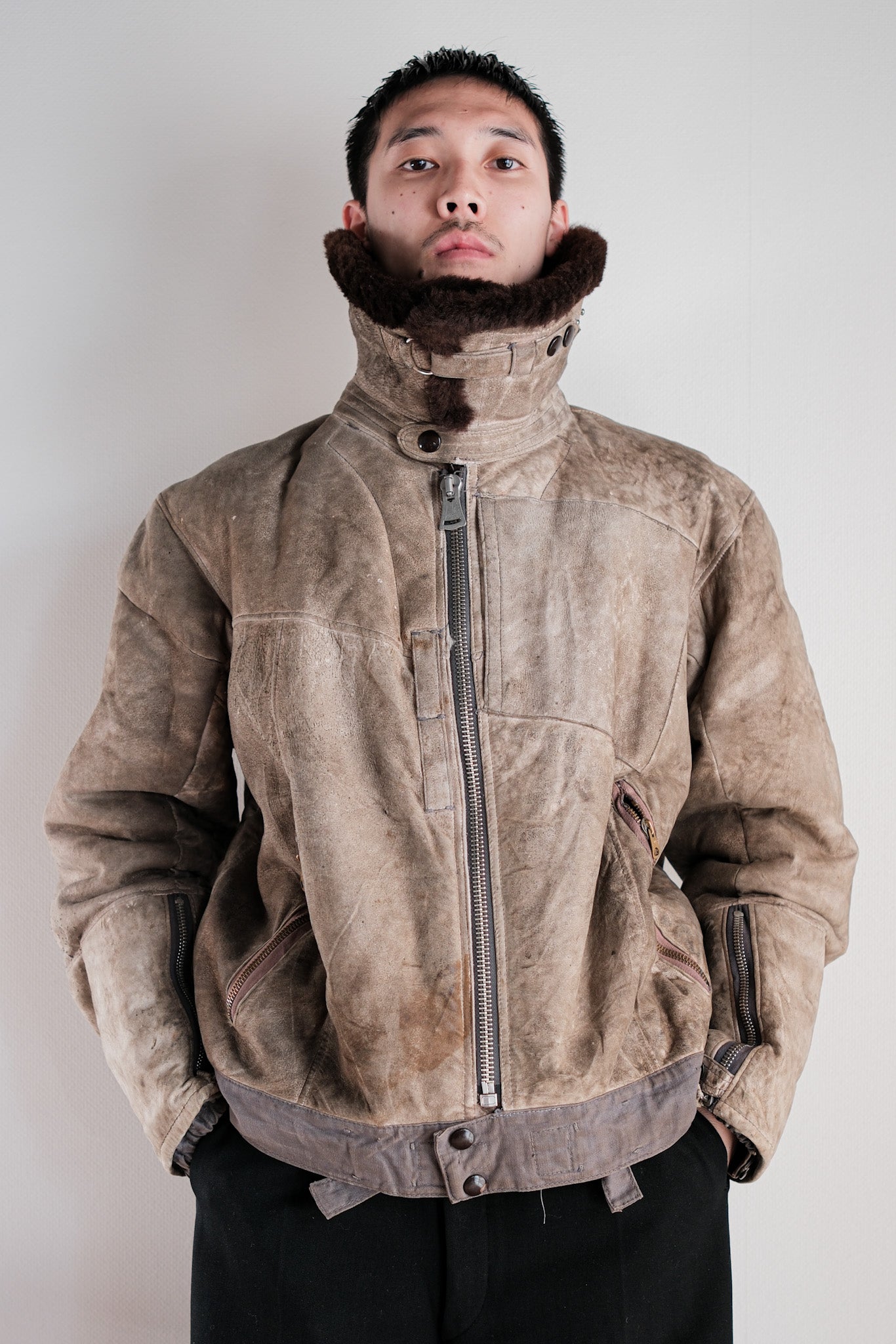 ［~40's］WWⅡ German Air Force Winter Sheepskin Flight Jacket "Luftwaffe" "Unusual Pocket"
