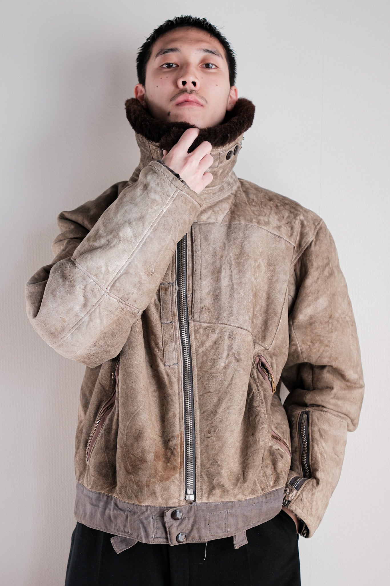 40's】WWⅡ German Air Force Winter Sheepskin Flight Jacket 