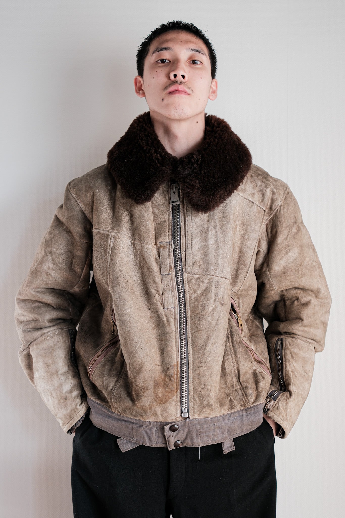 ［~40's］WWⅡ German Air Force Winter Sheepskin Flight Jacket "Luftwaffe" "Unusual Pocket"
