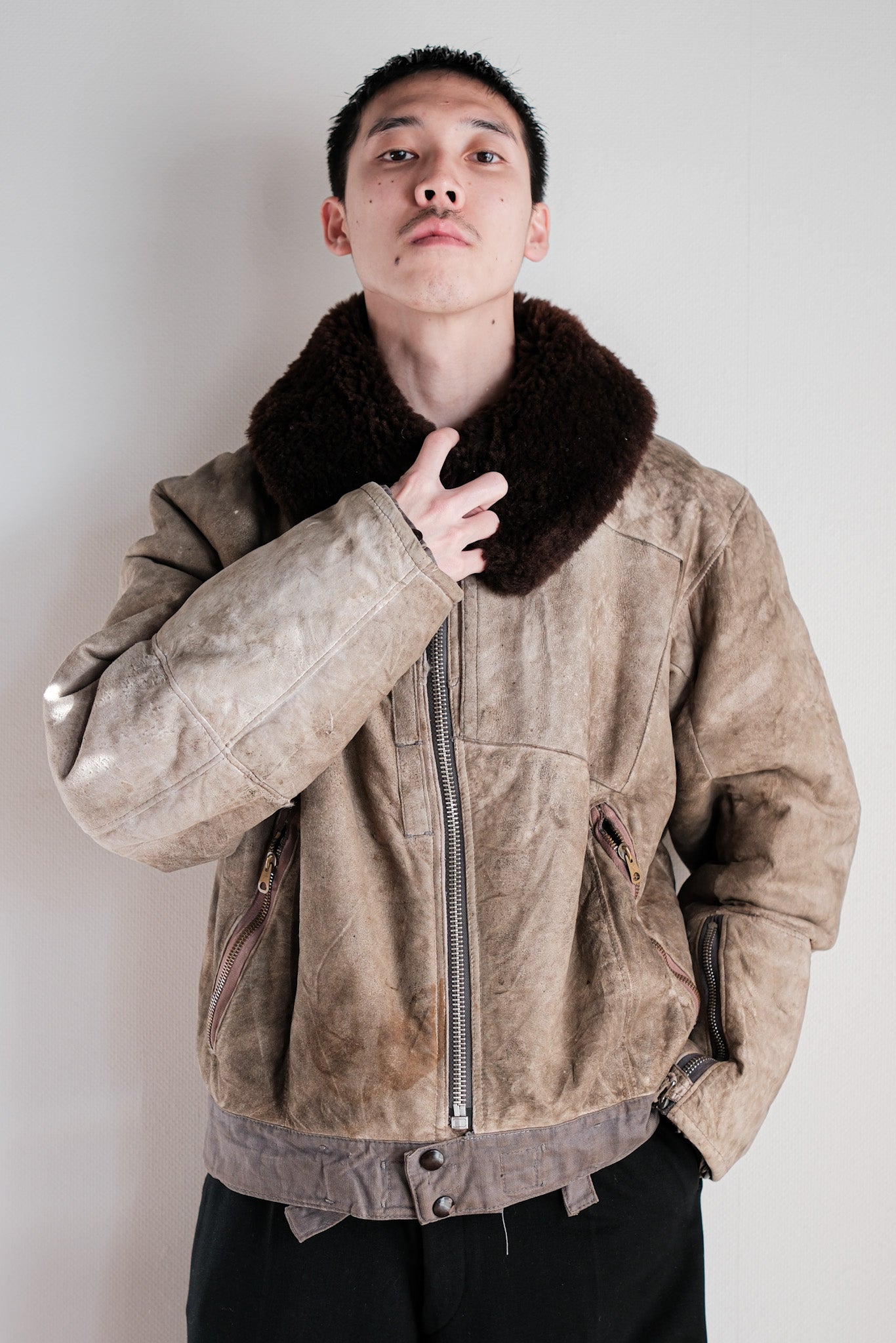 ［~40's］WWⅡ German Air Force Winter Sheepskin Flight Jacket "Luftwaffe" "Unusual Pocket"