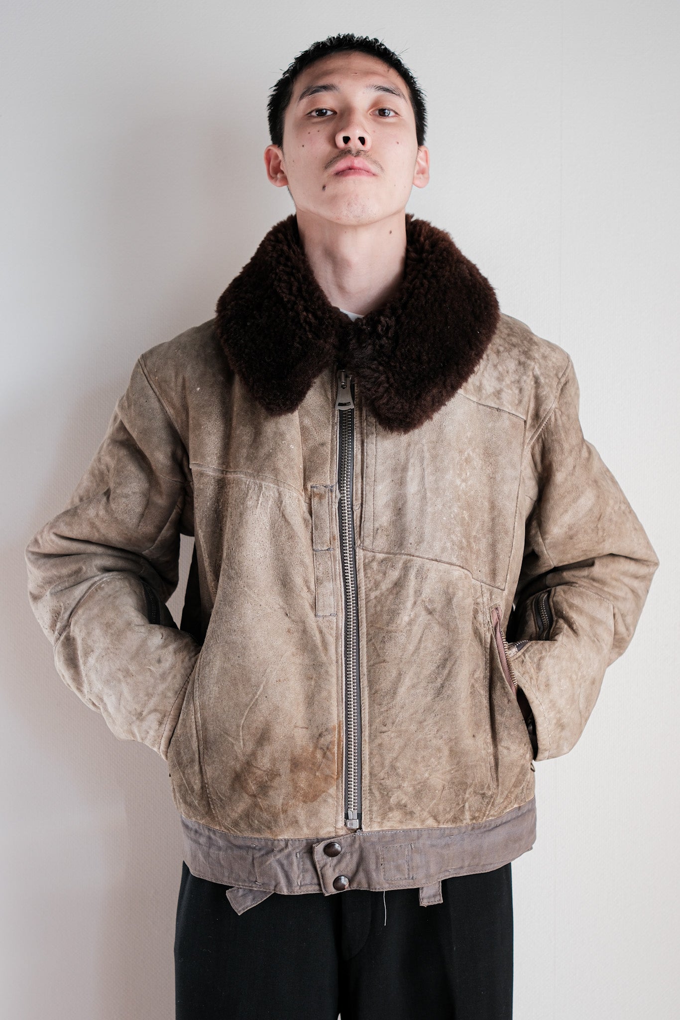［~40's］WWⅡ German Air Force Winter Sheepskin Flight Jacket "Luftwaffe" "Unusual Pocket"
