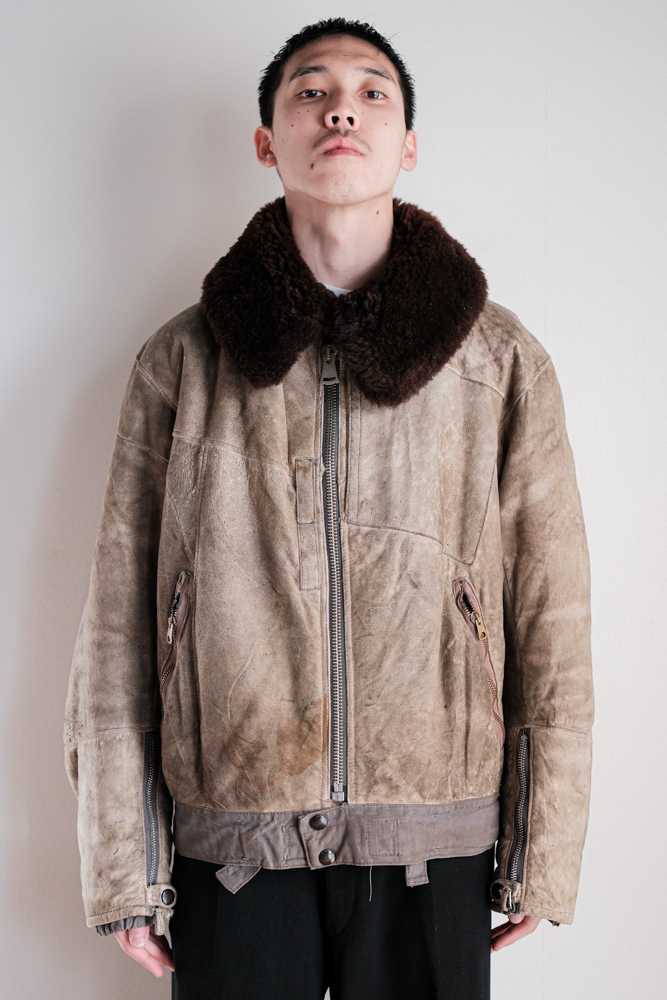 ［~40's］WWⅡ German Air Force Winter Sheepskin Flight Jacket "Luftwaffe" "Unusual Pocket"