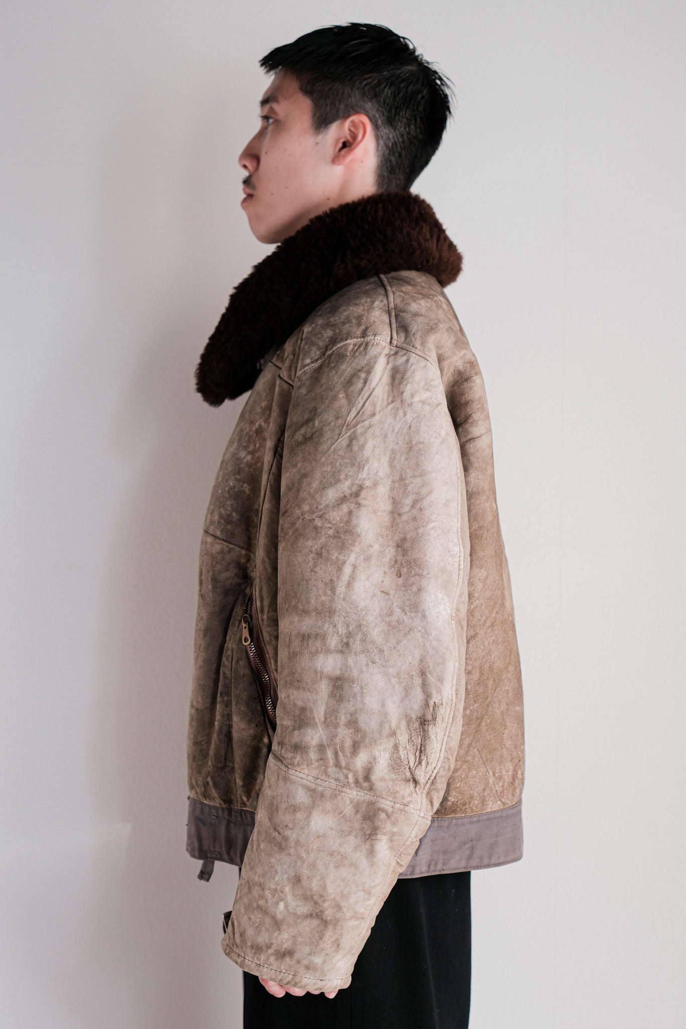 ［~40's］WWⅡ German Air Force Winter Sheepskin Flight Jacket "Luftwaffe" "Unusual Pocket"