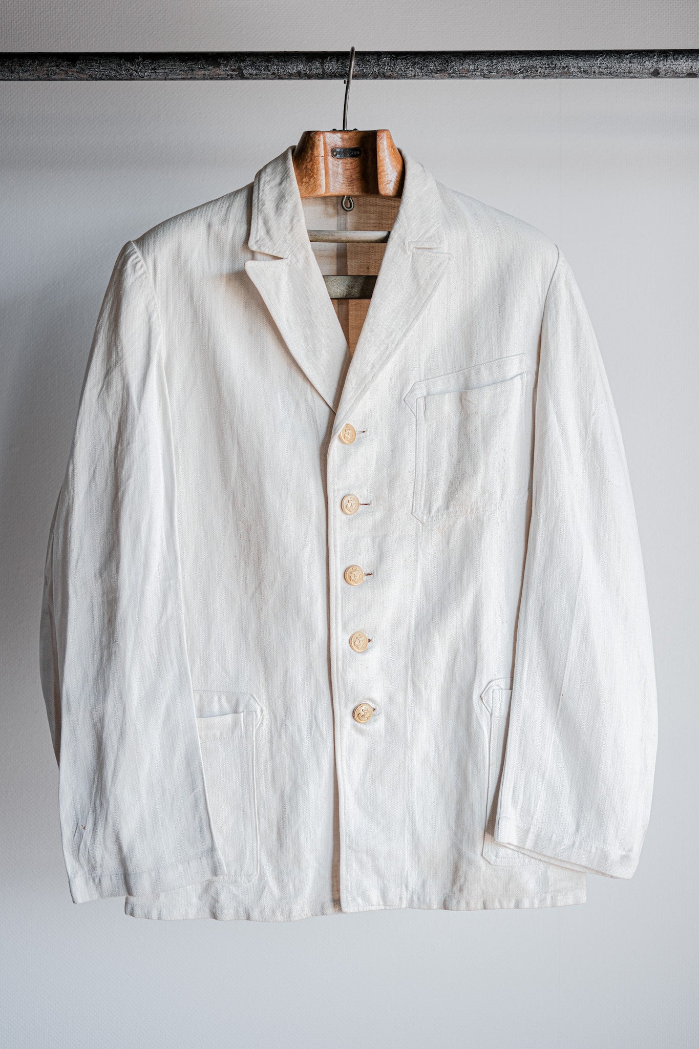 ［~40's］WWⅡ German Navy Drillich HBT Cotton Linen Officer Lapel Jacket "Kriegsmarine"
