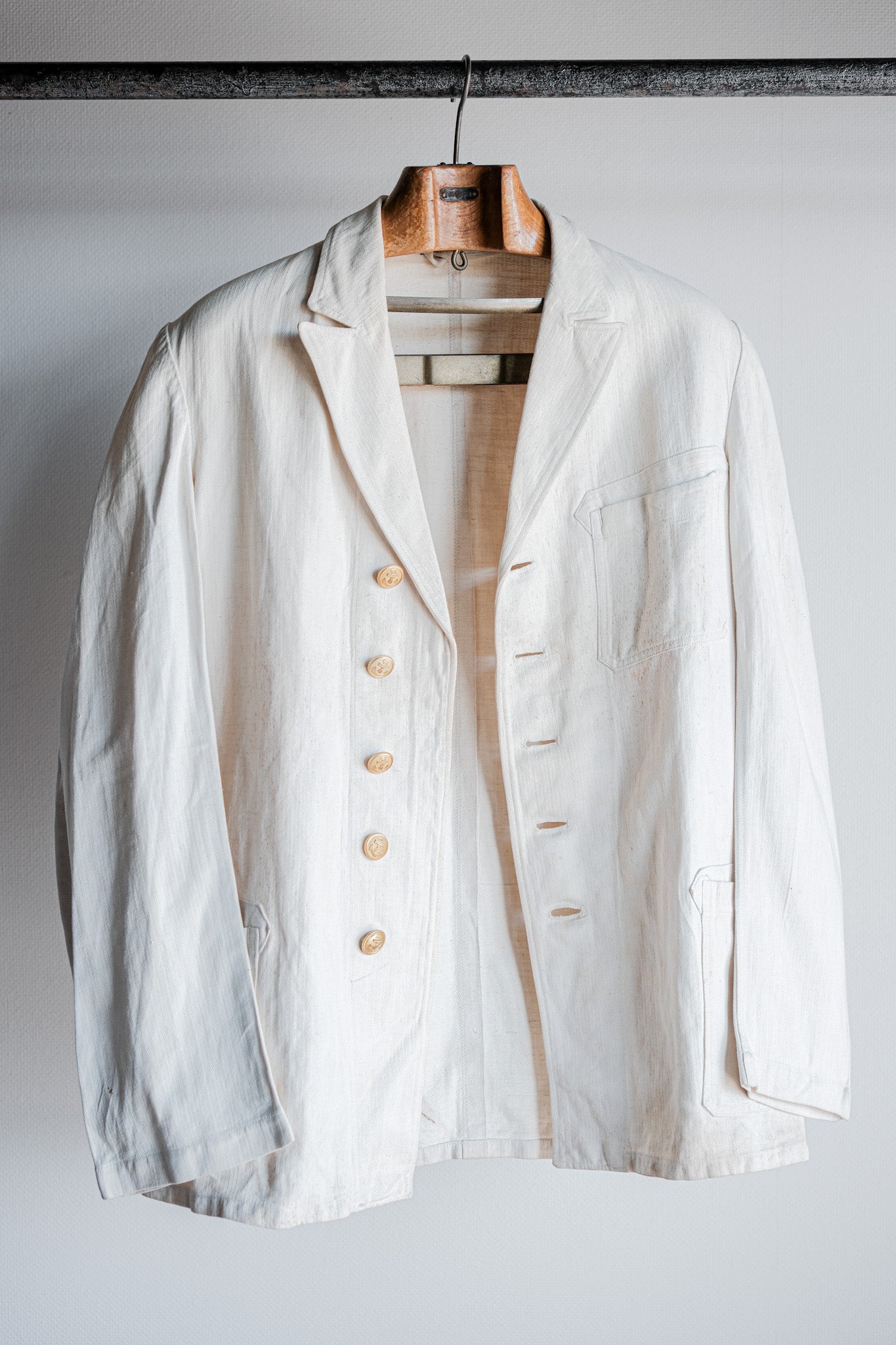 ［~40's］WWⅡ German Navy Drillich HBT Cotton Linen Officer Lapel Jacket "Kriegsmarine"