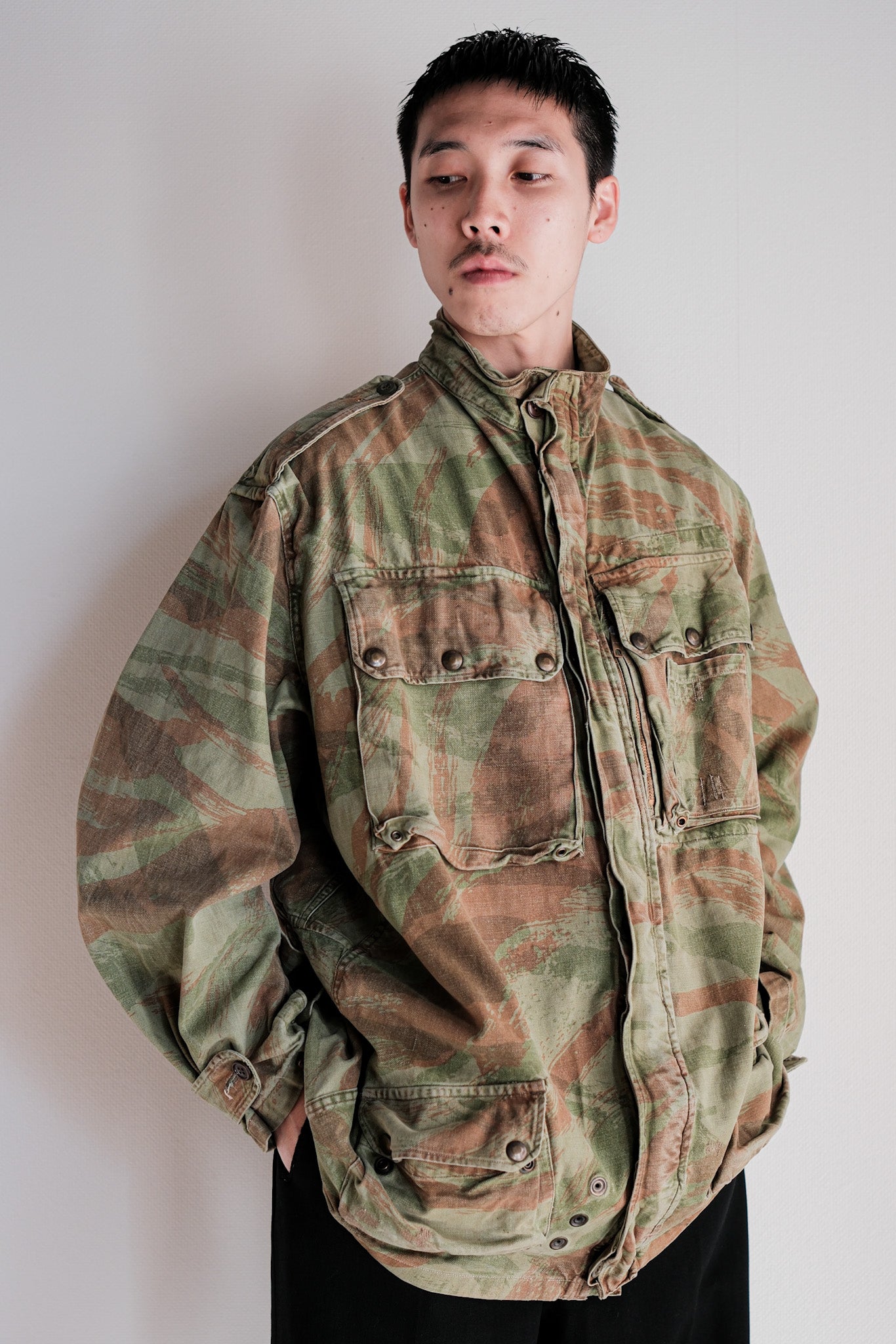 【~50's】French Army TAP47/53 Lizard Camouflage Paratrooper Jacket Size.46